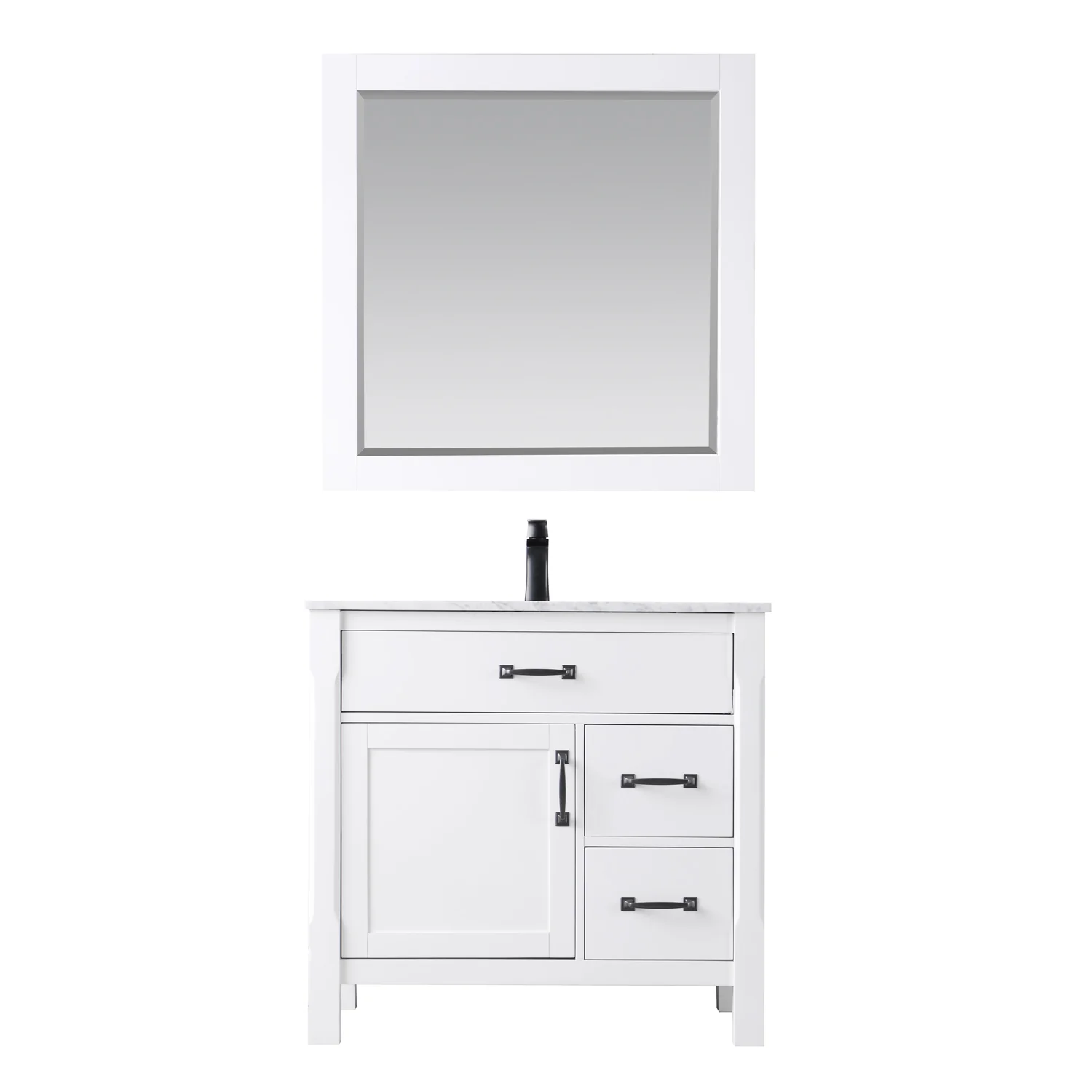 Altair Design Maribella 36" Single Bathroom Vanity Set in White and Carrara White Marble Countertop - Image 2