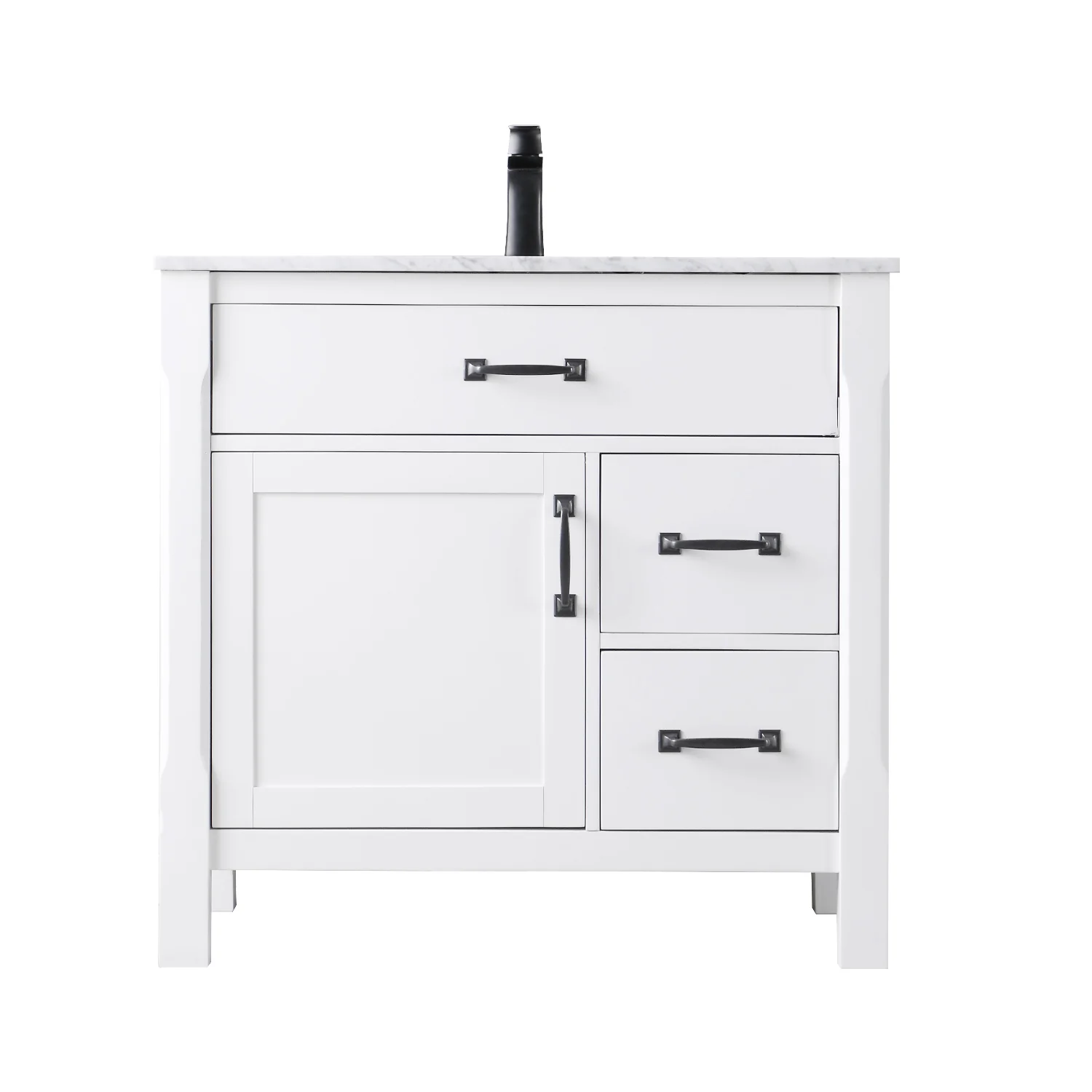 Altair Design Maribella 36" Single Bathroom Vanity Set in White and Carrara White Marble Countertop - Image 9