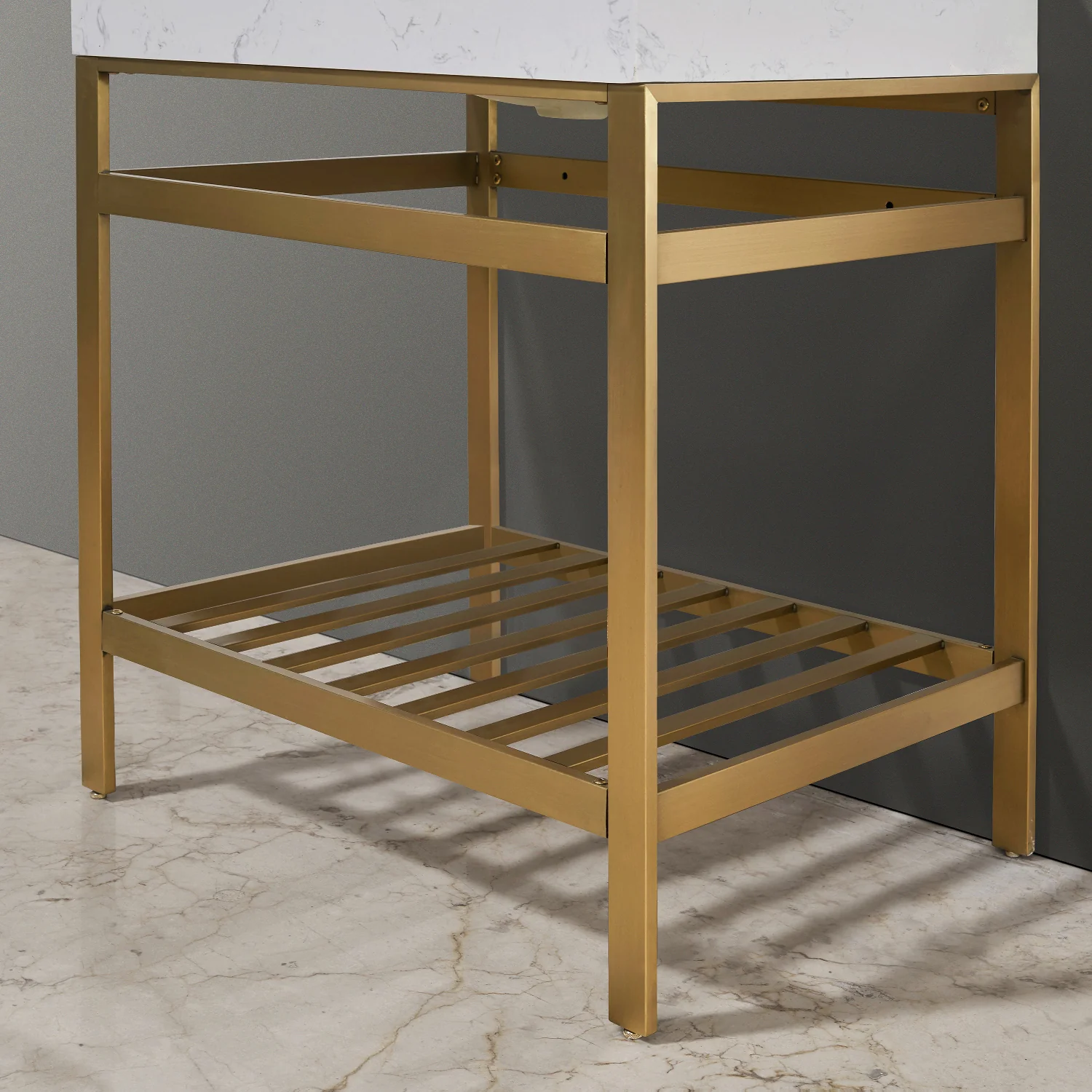 Altair Design Merano 30" Single Stainless Steel Vanity Console in Brushed Gold with Aosta White Stone Countertop - Image 10