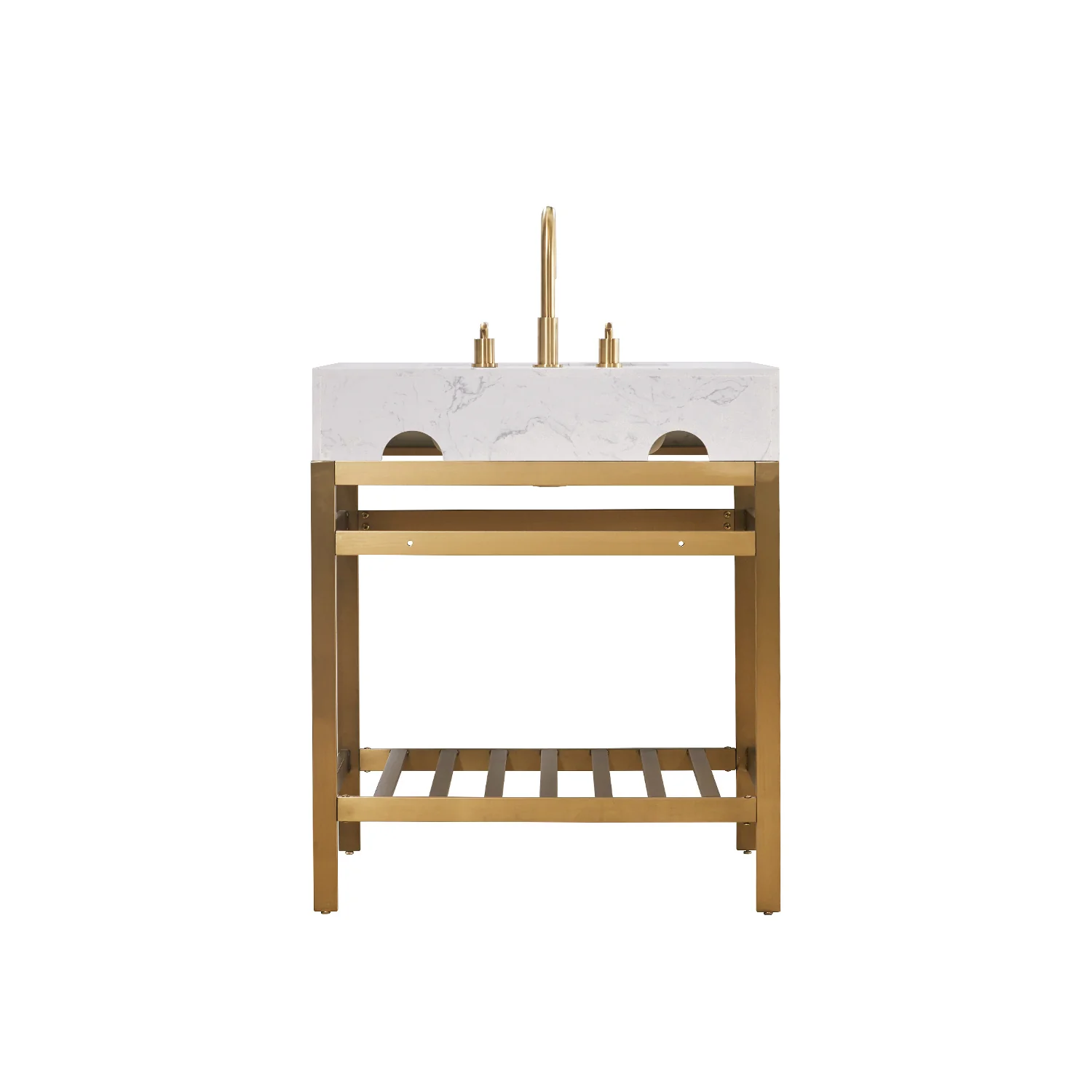 Altair Design Merano 30" Single Stainless Steel Vanity Console in Brushed Gold with Aosta White Stone Countertop - Image 13