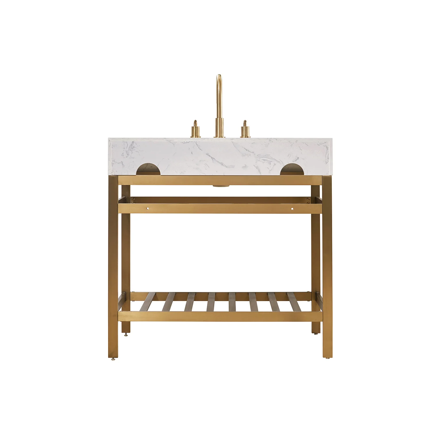 Altair Design Merano 36" Single Stainless Steel Vanity Console in Brushed Gold with Aosta White Stone Countertop - Image 13