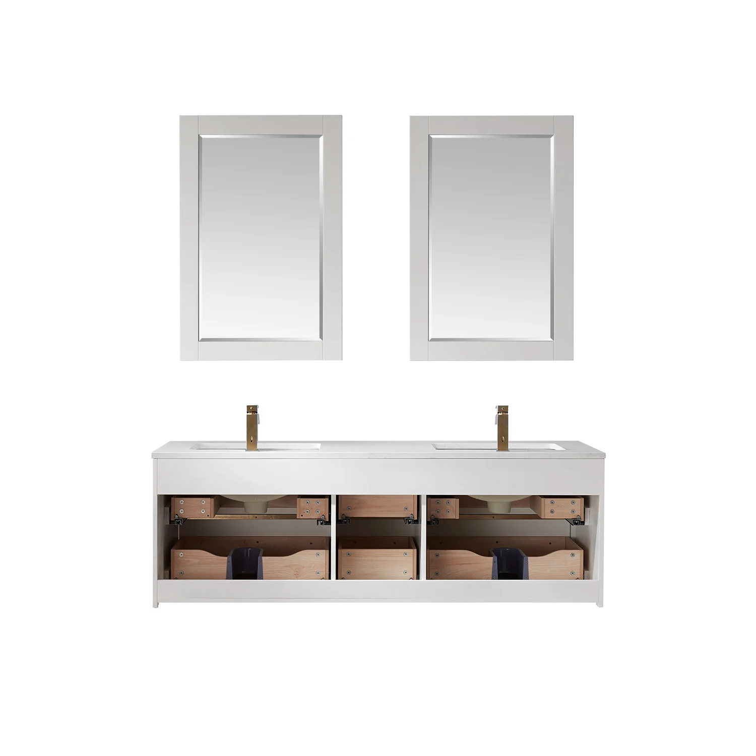 Altair Design Morgan 60" Double Bathroom Vanity Set in White and Aosta White Composite Stone Countertop - Image 10