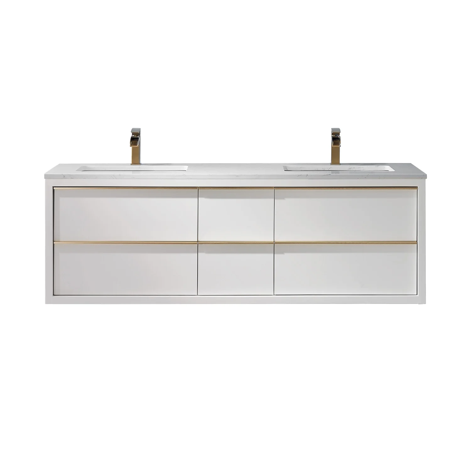 Altair Design Morgan 60" Double Bathroom Vanity Set in White and Aosta White Composite Stone Countertop - Image 12