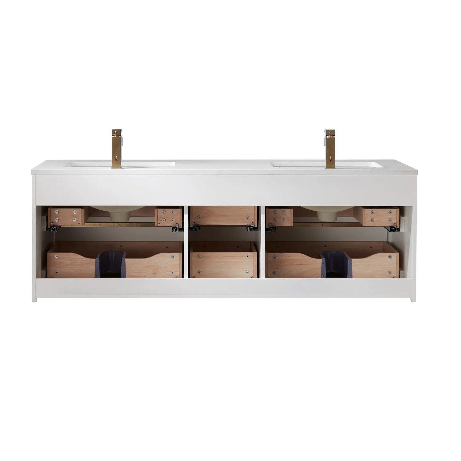 Altair Design Morgan 60" Double Bathroom Vanity Set in White and Aosta White Composite Stone Countertop - Image 18