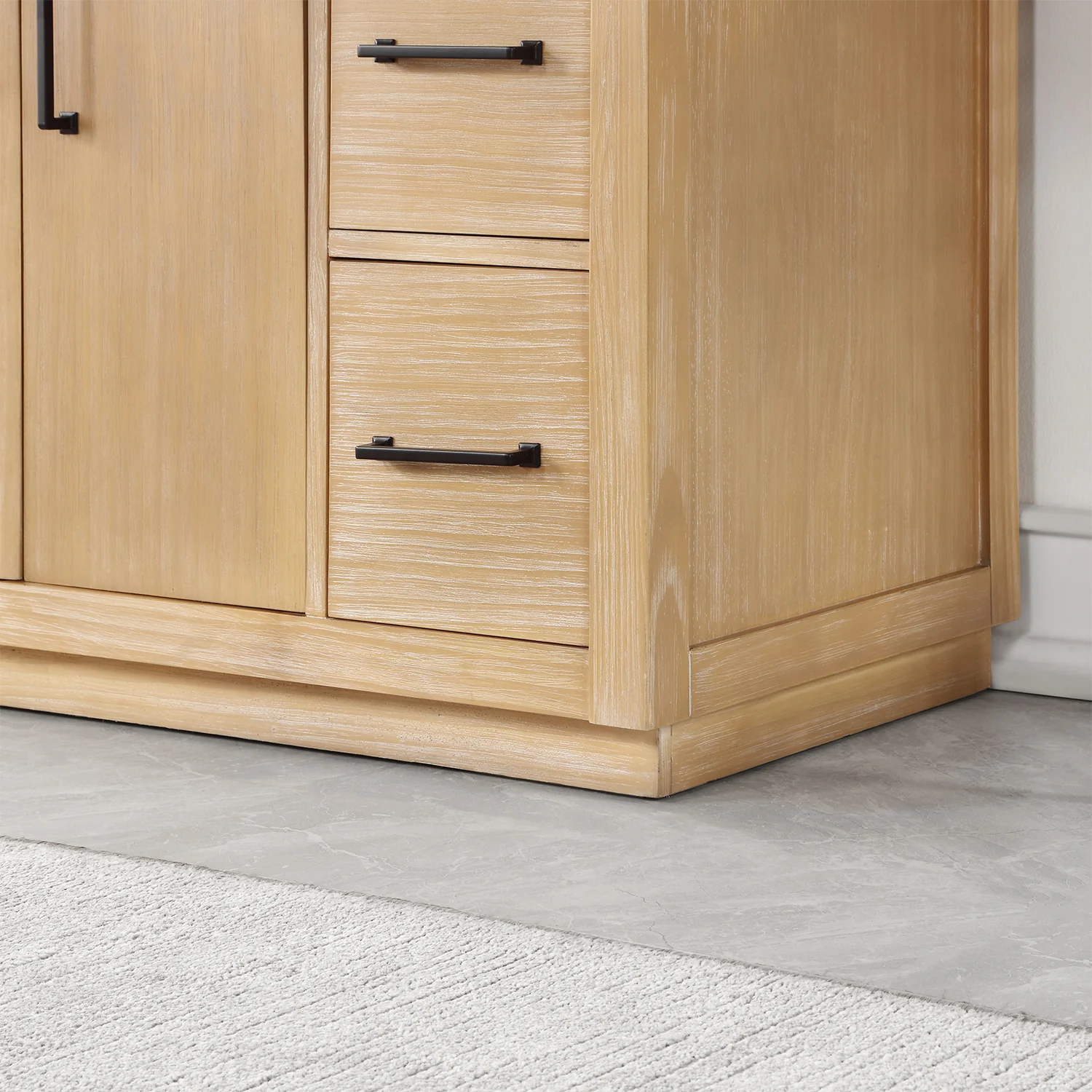 Altair Design Novago 48" Single Bathroom Vanity in Weathered Pine with Aosta White Composite Stone Countertop and Farmhouse Sink - Image 4
