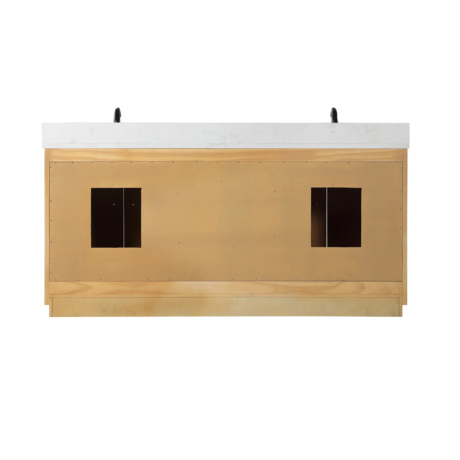 Altair Design Novago 72" Double Bathroom Vanity in Weathered Pine with Aosta White Composite Stone Countertop and Farmhouse Sink - Image 17