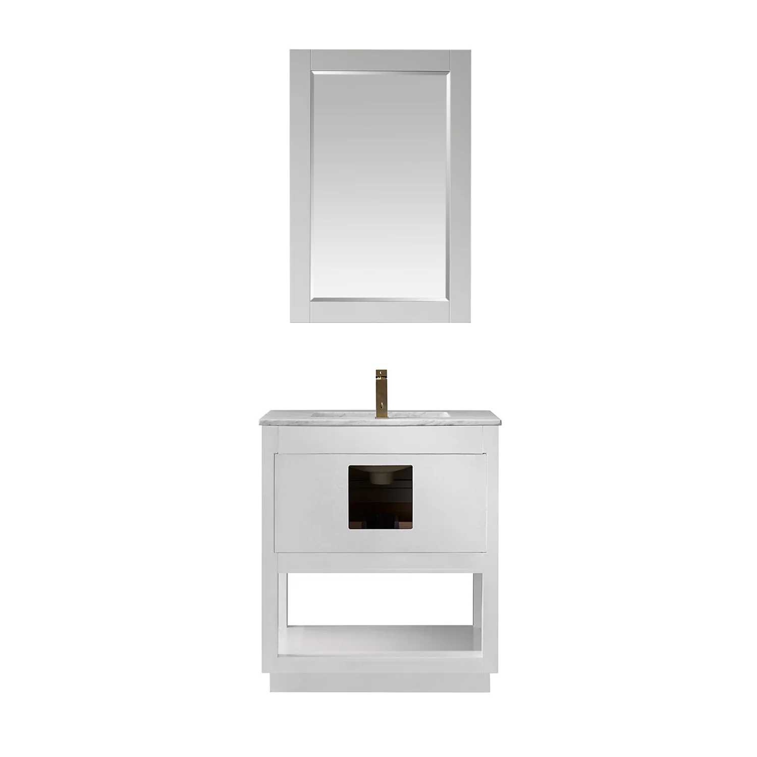 Altair Design Remi 30" Single Bathroom Vanity Set in White and Carrara White Marble Countertop - Image 10