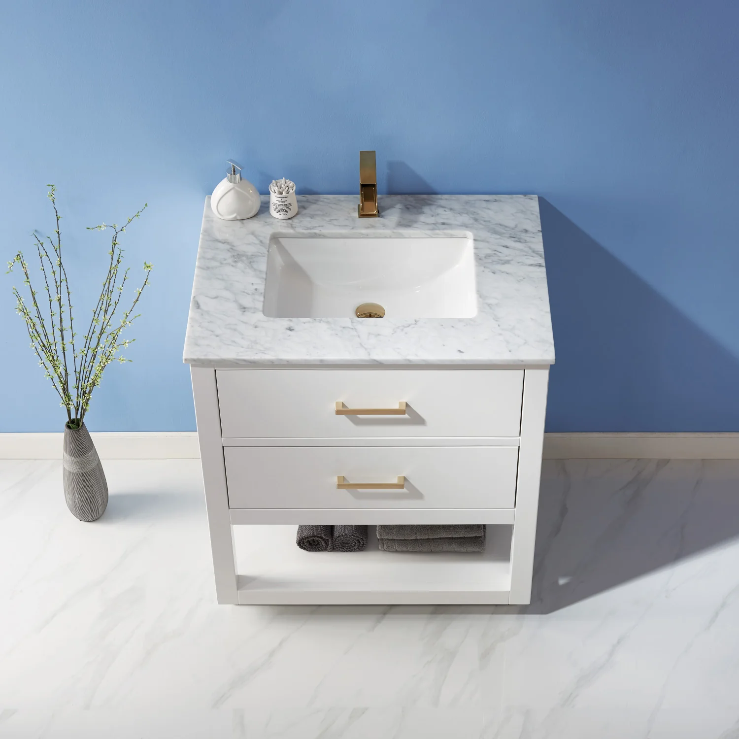 Altair Design Remi 30" Single Bathroom Vanity Set in White and Carrara White Marble Countertop - Image 18