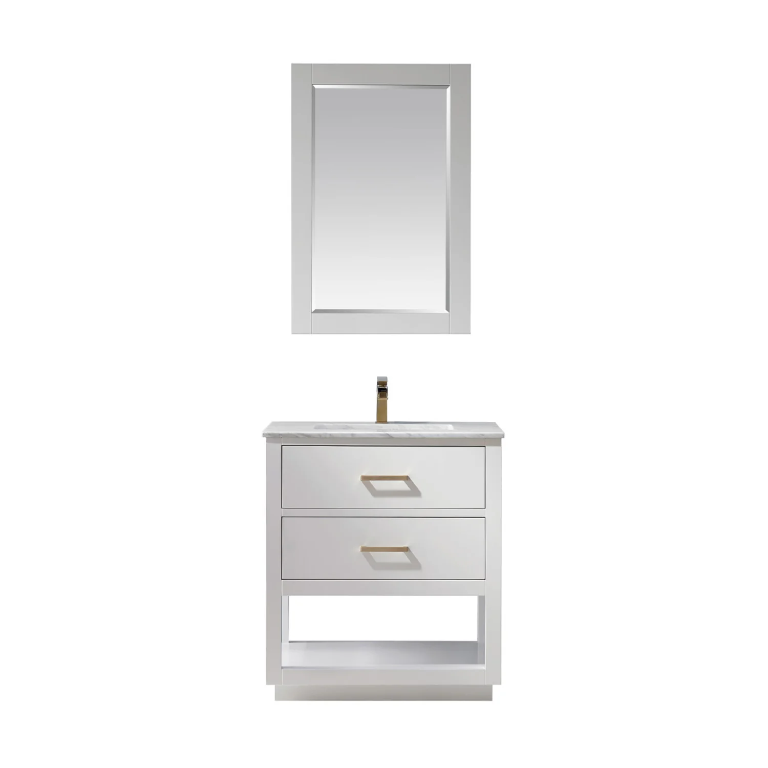 Altair Design Remi 30" Single Bathroom Vanity Set in White and Carrara White Marble Countertop - Image 2