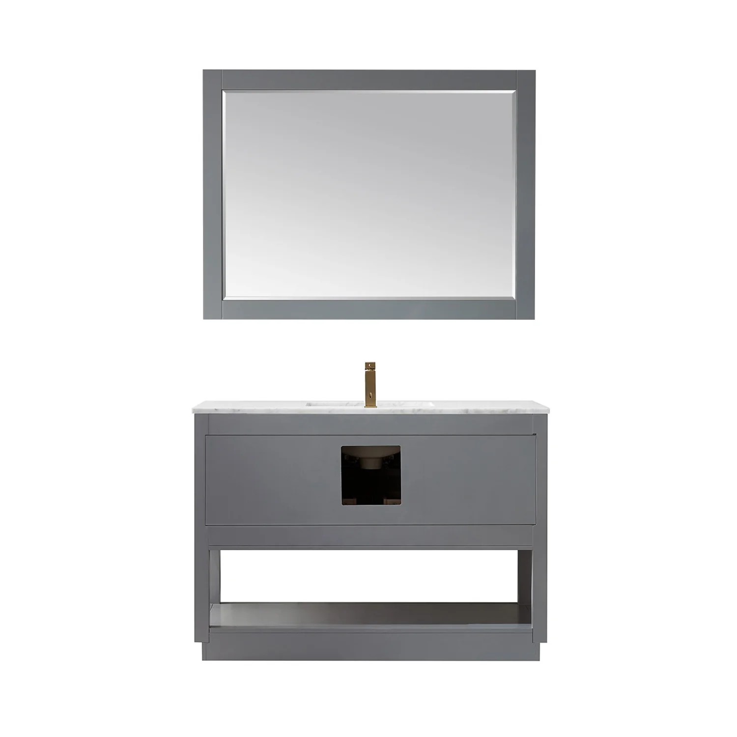 Altair Design Remi 48" Single Bathroom Vanity Set in Gray and Carrara White Marble Countertop - Image 10
