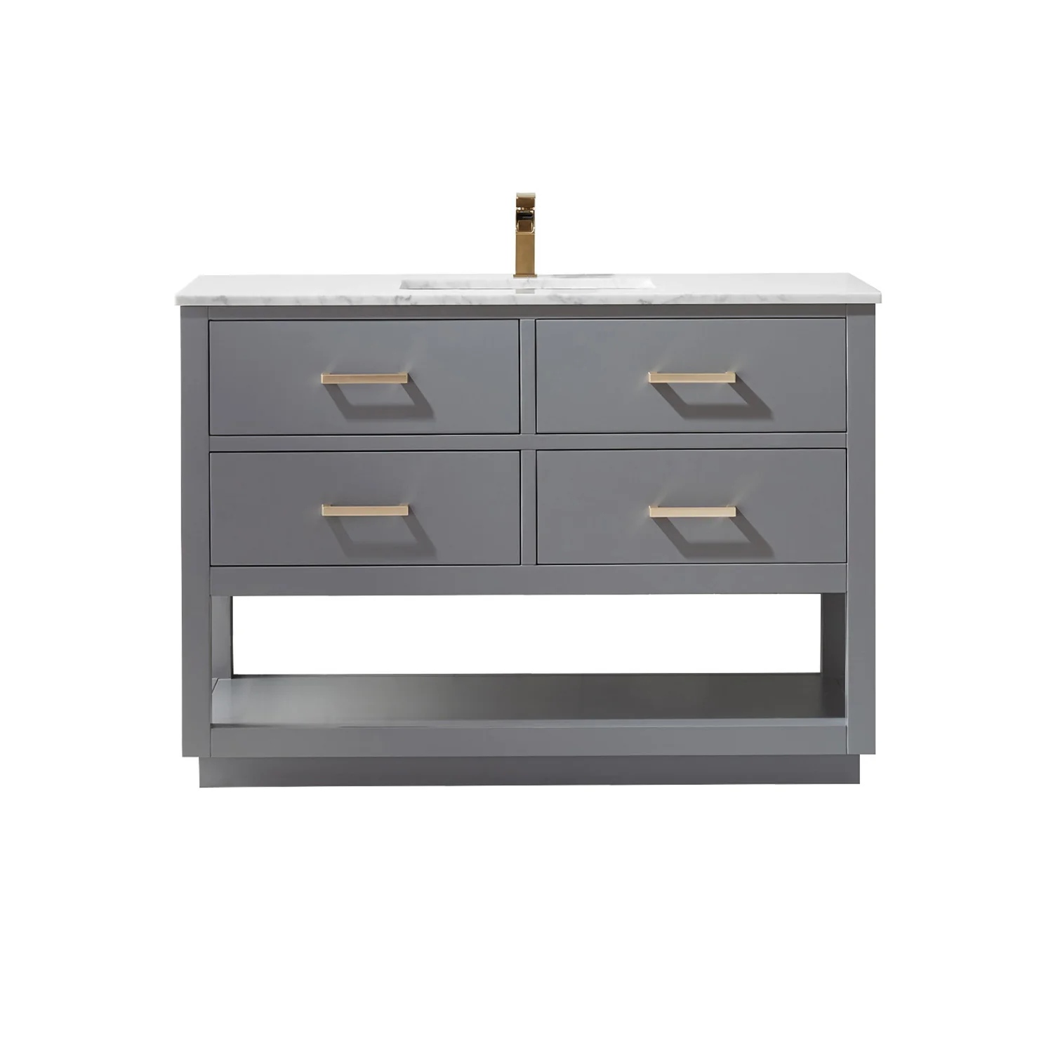 Altair Design Remi 48" Single Bathroom Vanity Set in Gray and Carrara White Marble Countertop - Image 13
