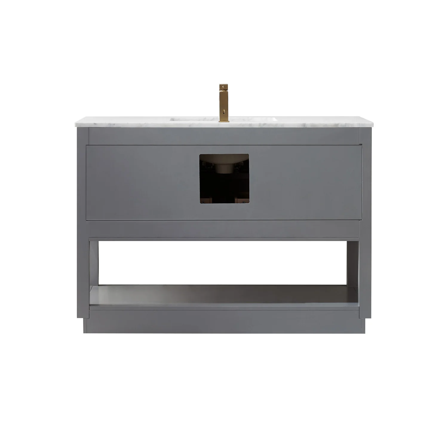 Altair Design Remi 48" Single Bathroom Vanity Set in Gray and Carrara White Marble Countertop - Image 19