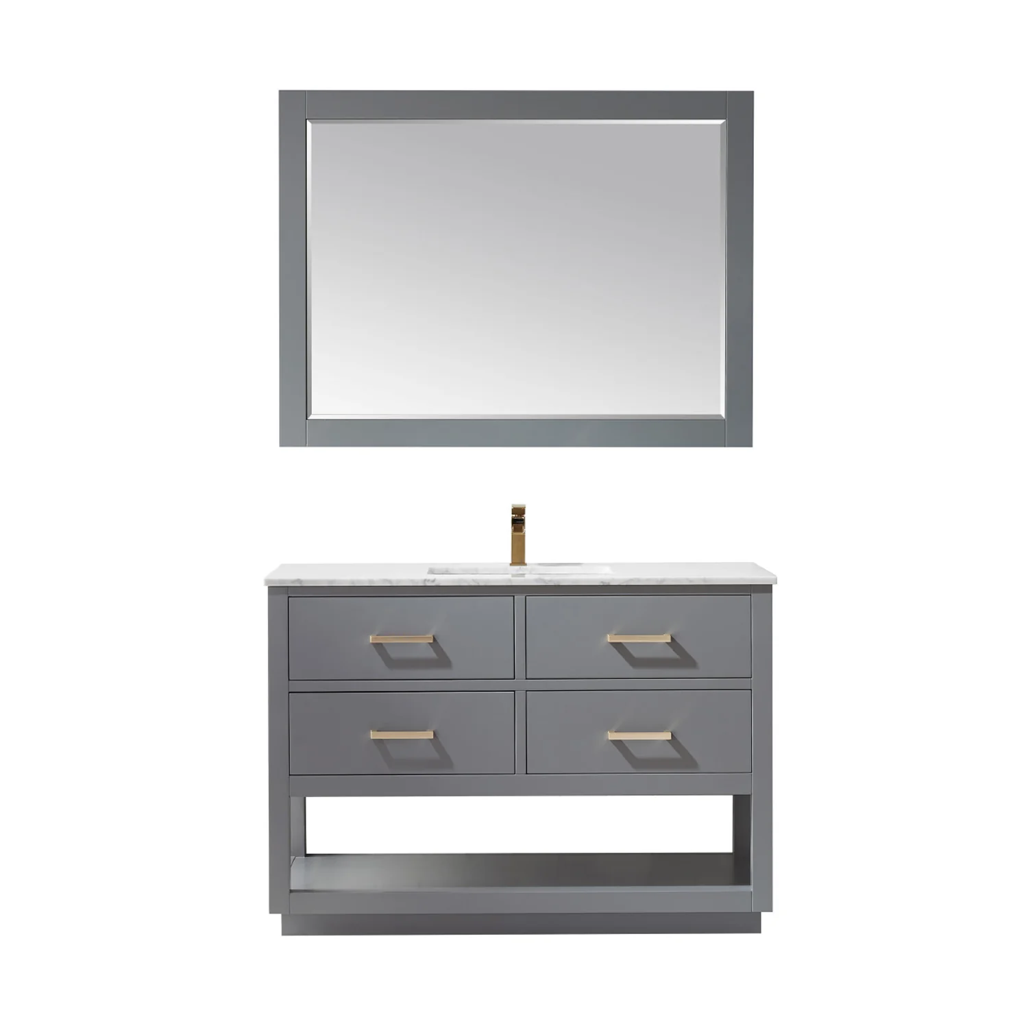 Altair Design Remi 48" Single Bathroom Vanity Set in Gray and Carrara White Marble Countertop - Image 2