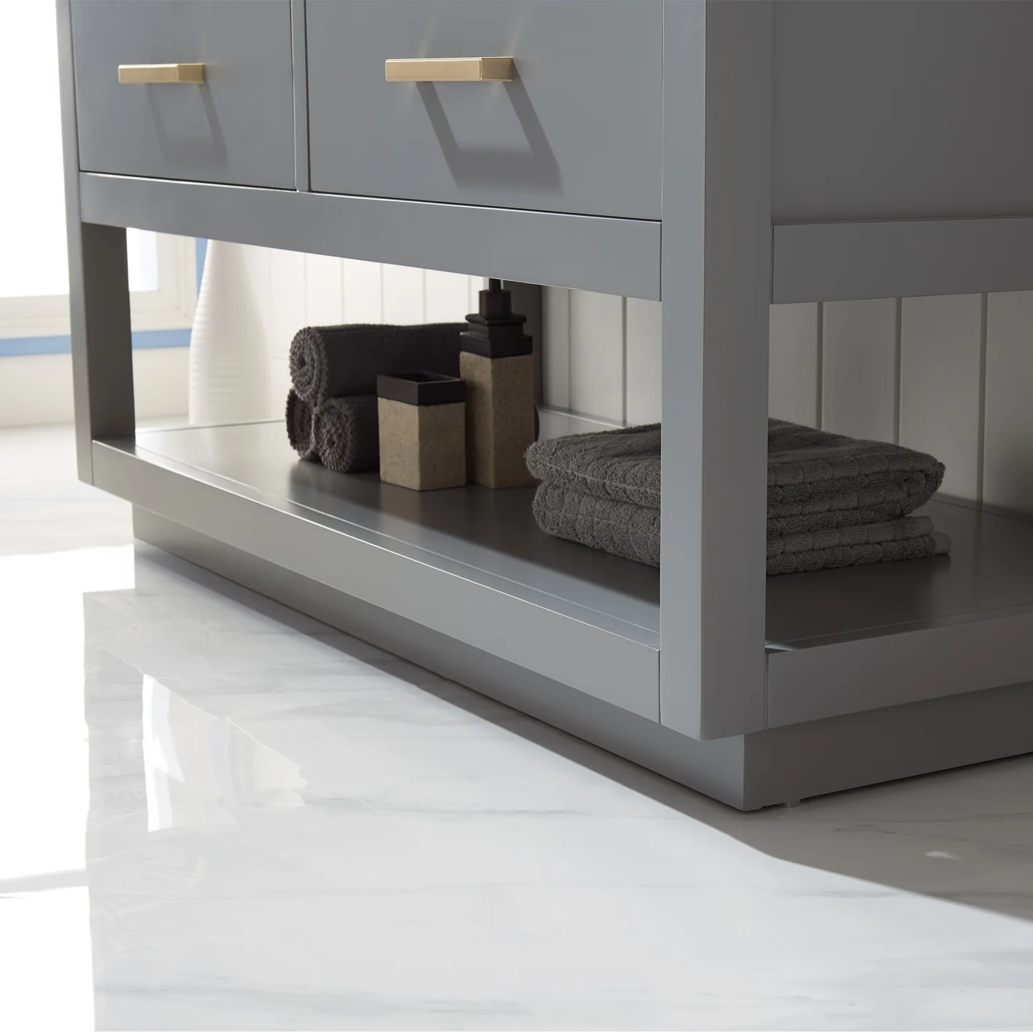 Altair Design Remi 48" Single Bathroom Vanity Set in Gray and Carrara White Marble Countertop - Image 4