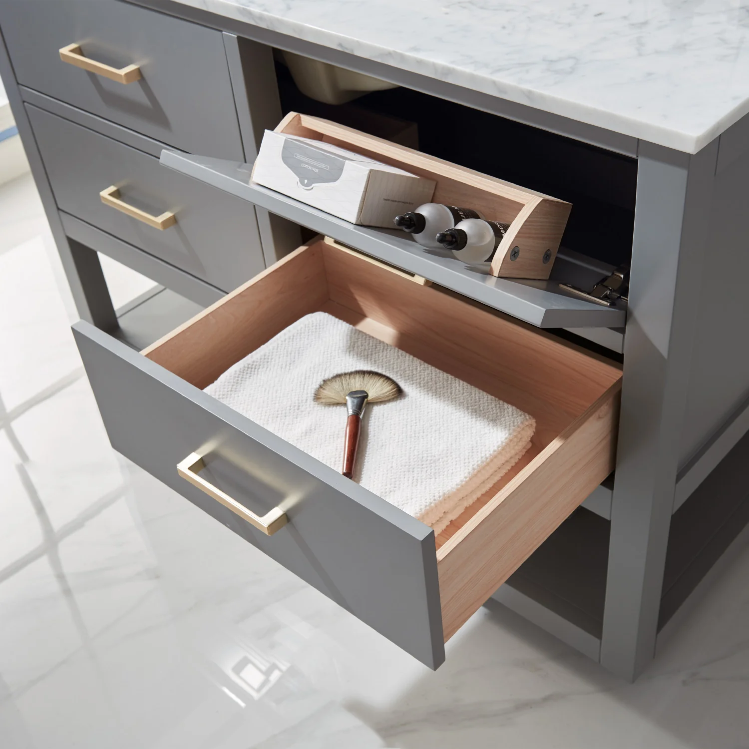 Altair Design Remi 48" Single Bathroom Vanity Set in Gray and Carrara White Marble Countertop - Image 7
