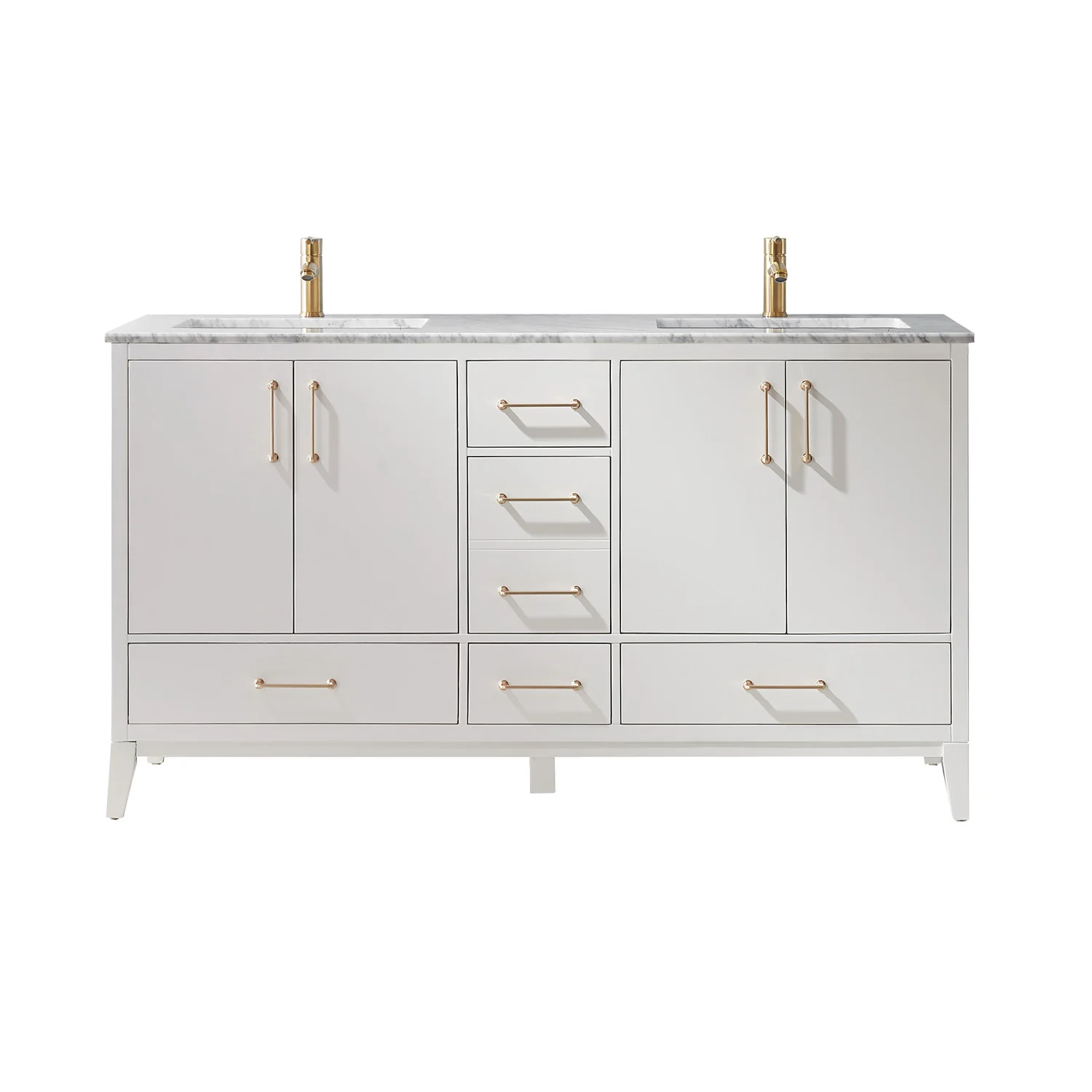 Altair Design Sutton 60" Double Bathroom Vanity Set in White and Carrara White Marble Countertop - Image 12