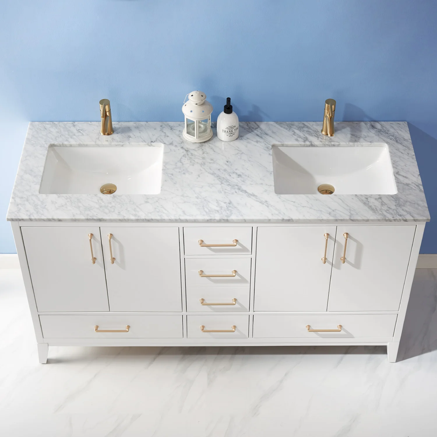 Altair Design Sutton 60" Double Bathroom Vanity Set in White and Carrara White Marble Countertop - Image 18