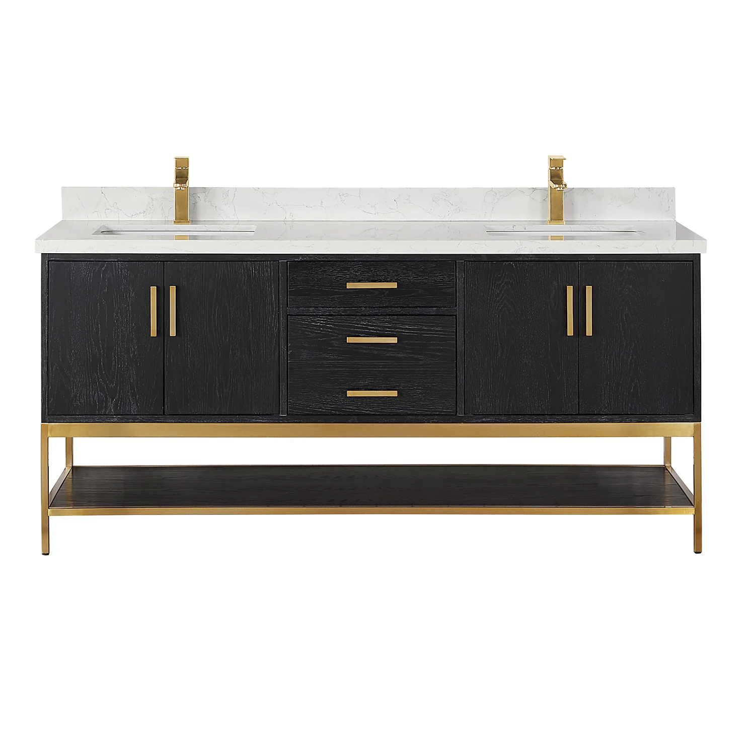 Altair Design Wildy 72" Double Bathroom Vanity Set in Black Oak with Grain White Composite Stone Countertop - Image 10