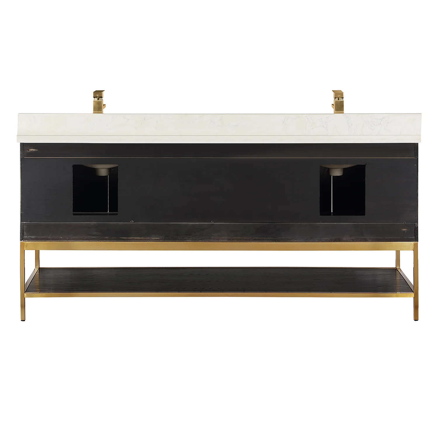 Altair Design Wildy 72" Double Bathroom Vanity Set in Black Oak with Grain White Composite Stone Countertop - Image 17
