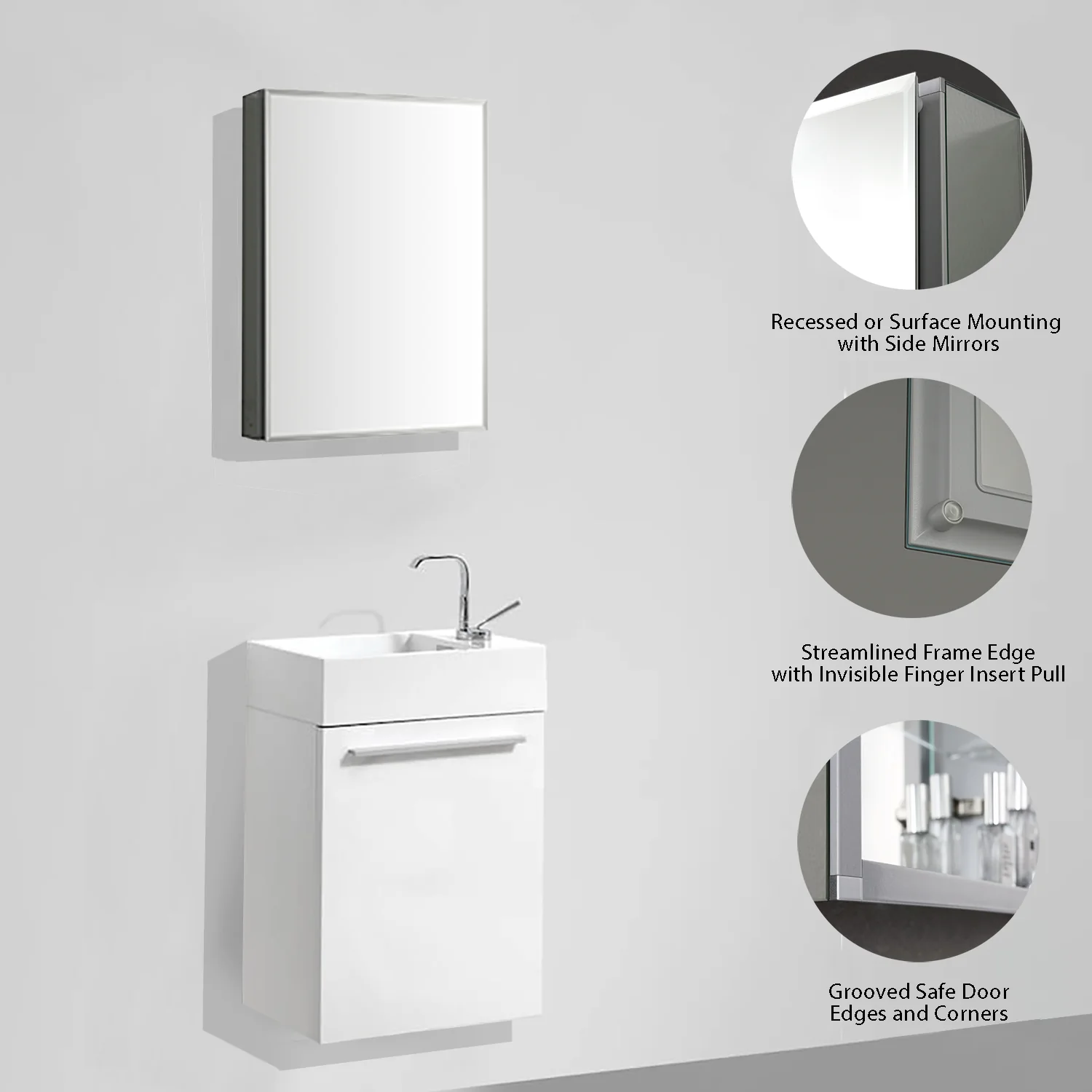 Blossom Aluminum Medicine Cabinet with Mirror – MC8 1620 - Image 5