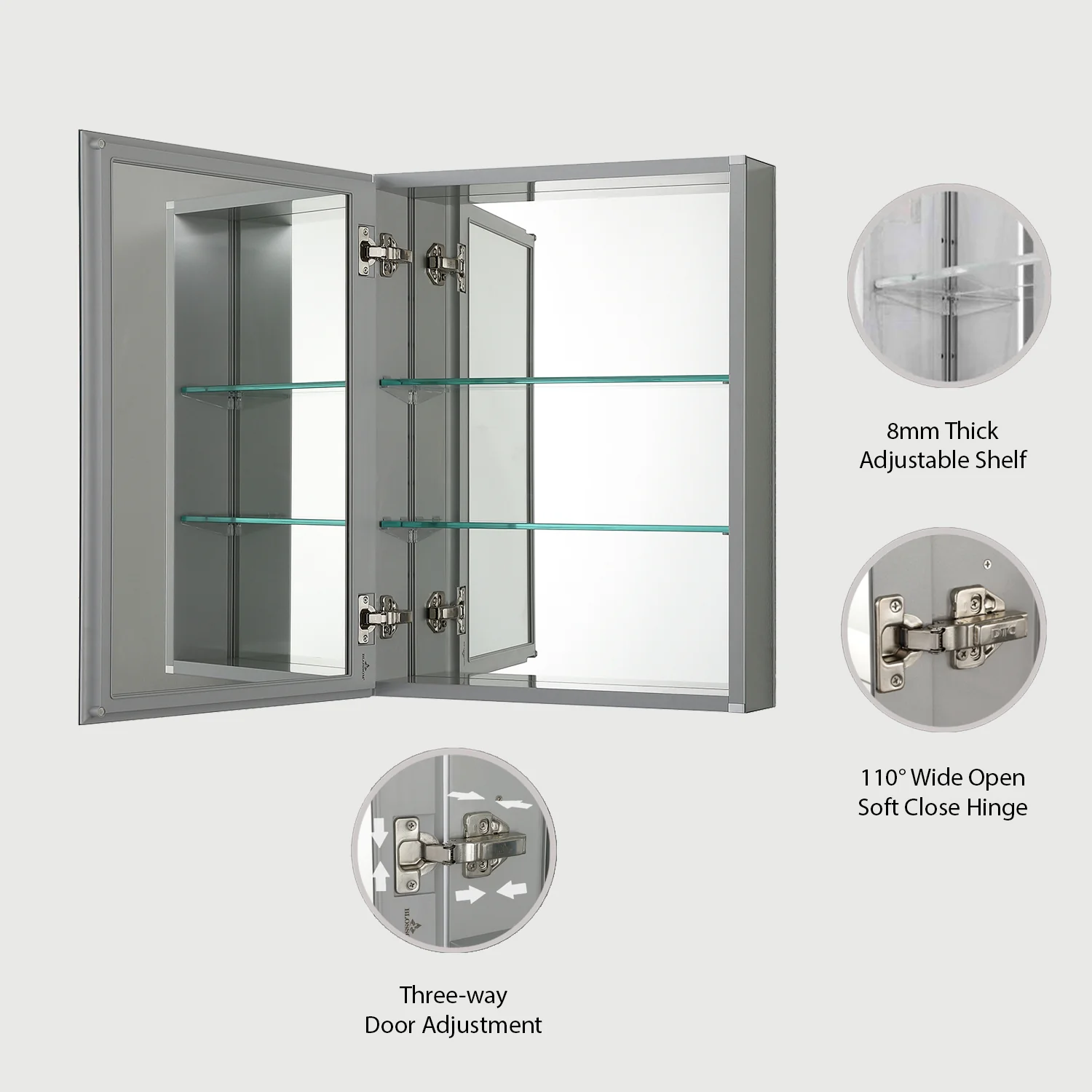Blossom Aluminum Medicine Cabinet with Mirror – MC8 2026 - Image 2