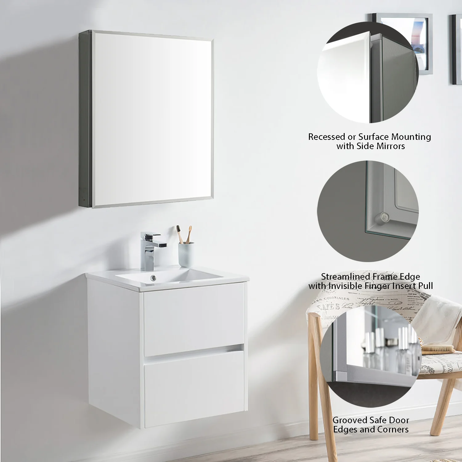Blossom Aluminum Medicine Cabinet with Mirror – MC8 2026 - Image 5