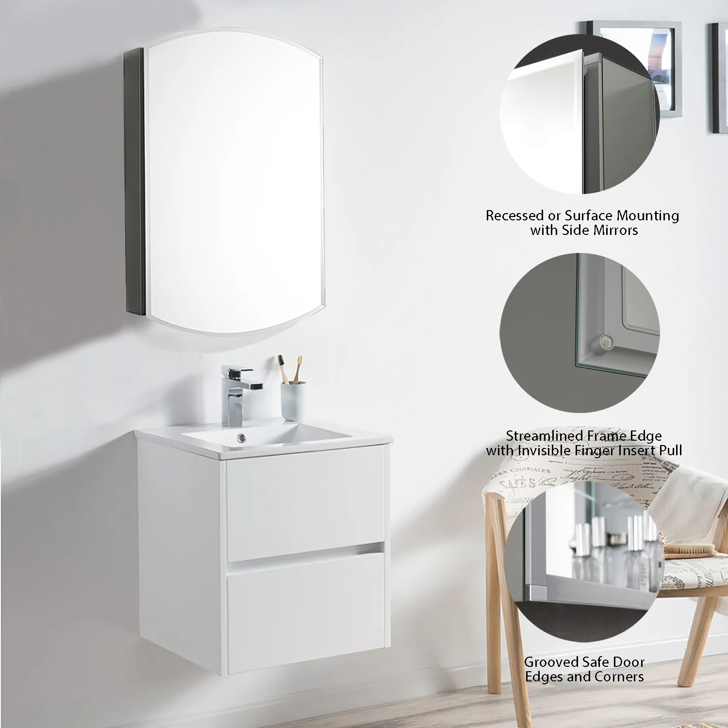 Blossom Aluminum Medicine Cabinet with Mirror – MC8 2031 - Image 5