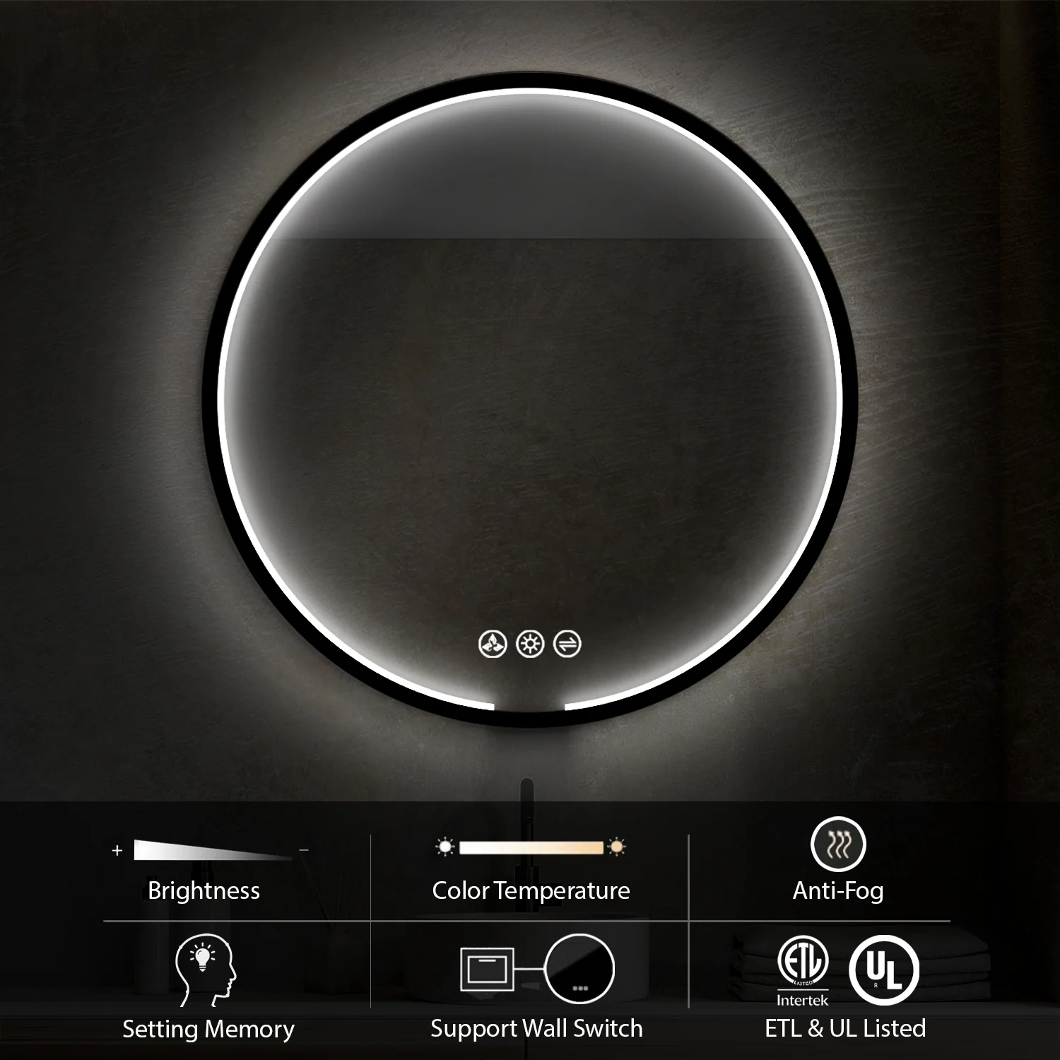 Blossom Oskar 32 Inch Round LED Mirror - Image 7