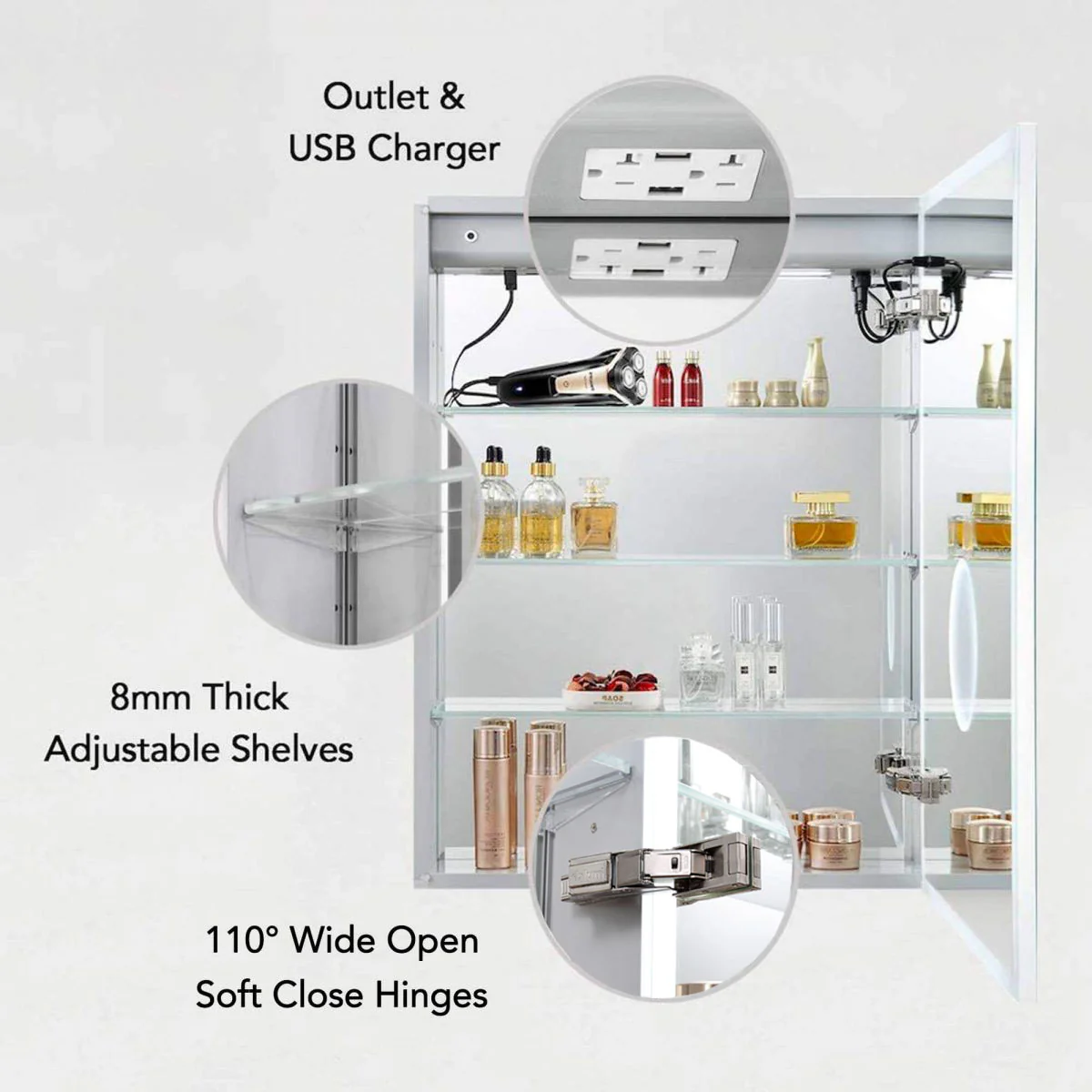 Blossom Sirius – 24 Inches LED Medicine Cabinet with Clock - Image 11