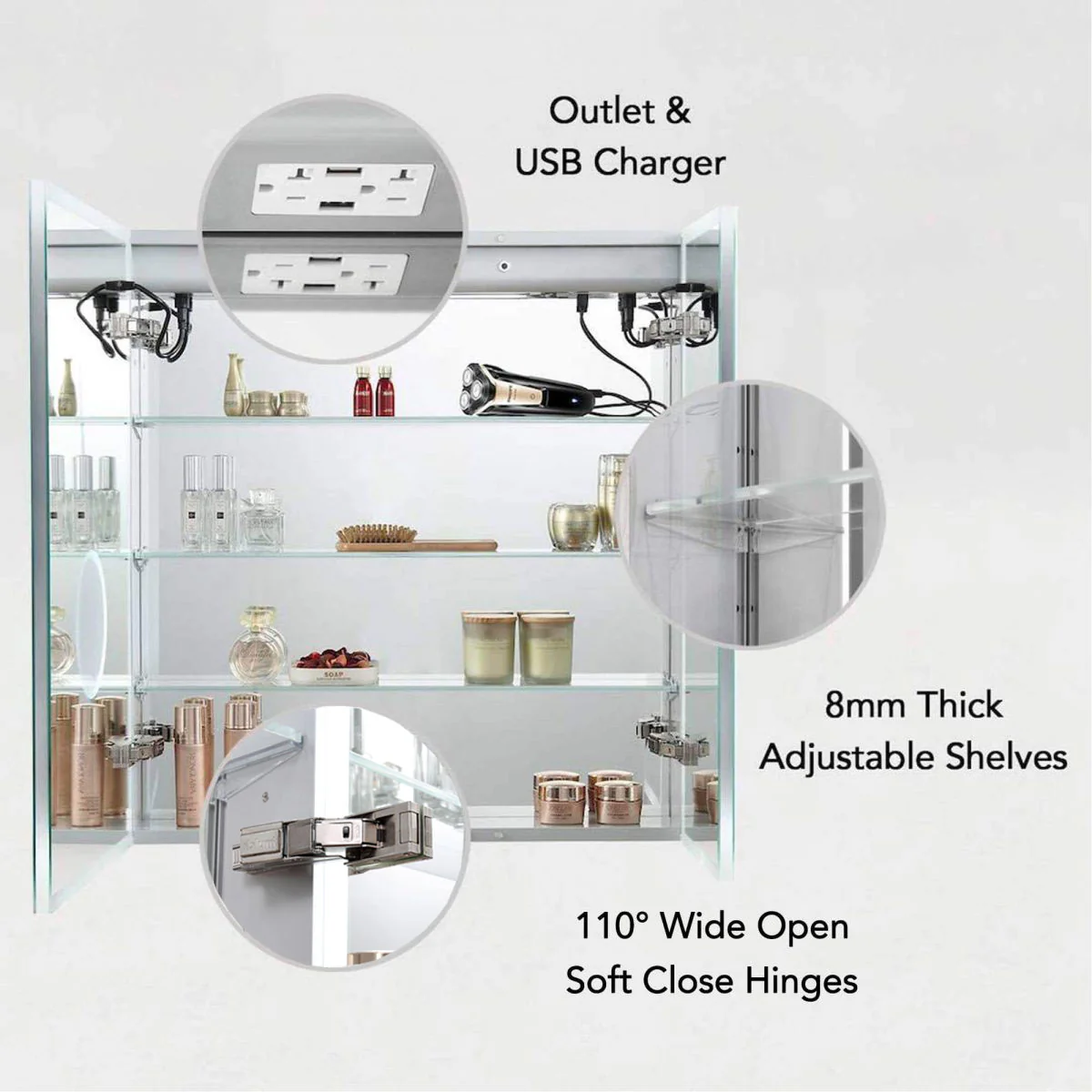 Blossom Sirius – 30 Inches LED Medicine Cabinet with Clock - Image 4
