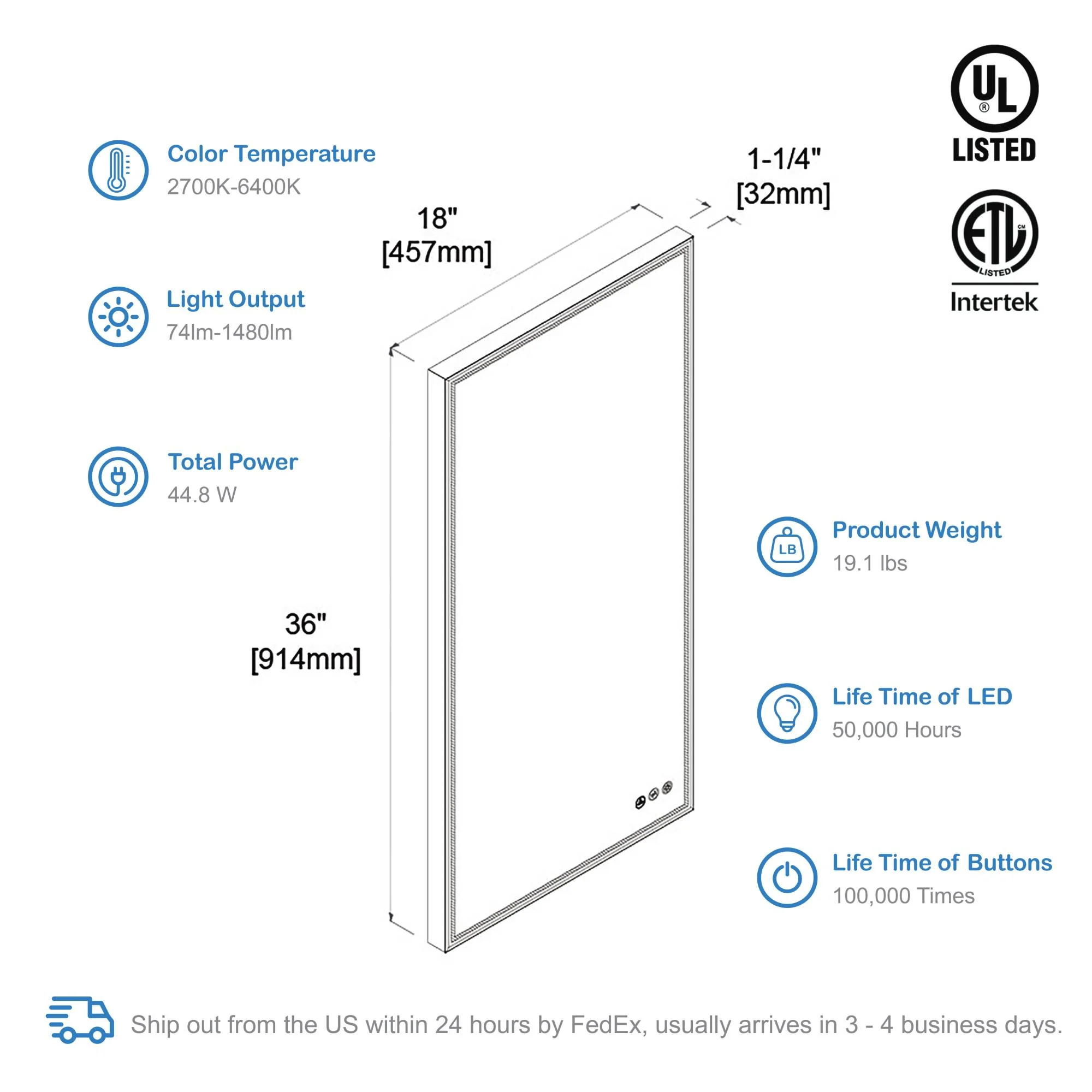 Blossom Stellar 18 Inch LED Mirror - Image 18