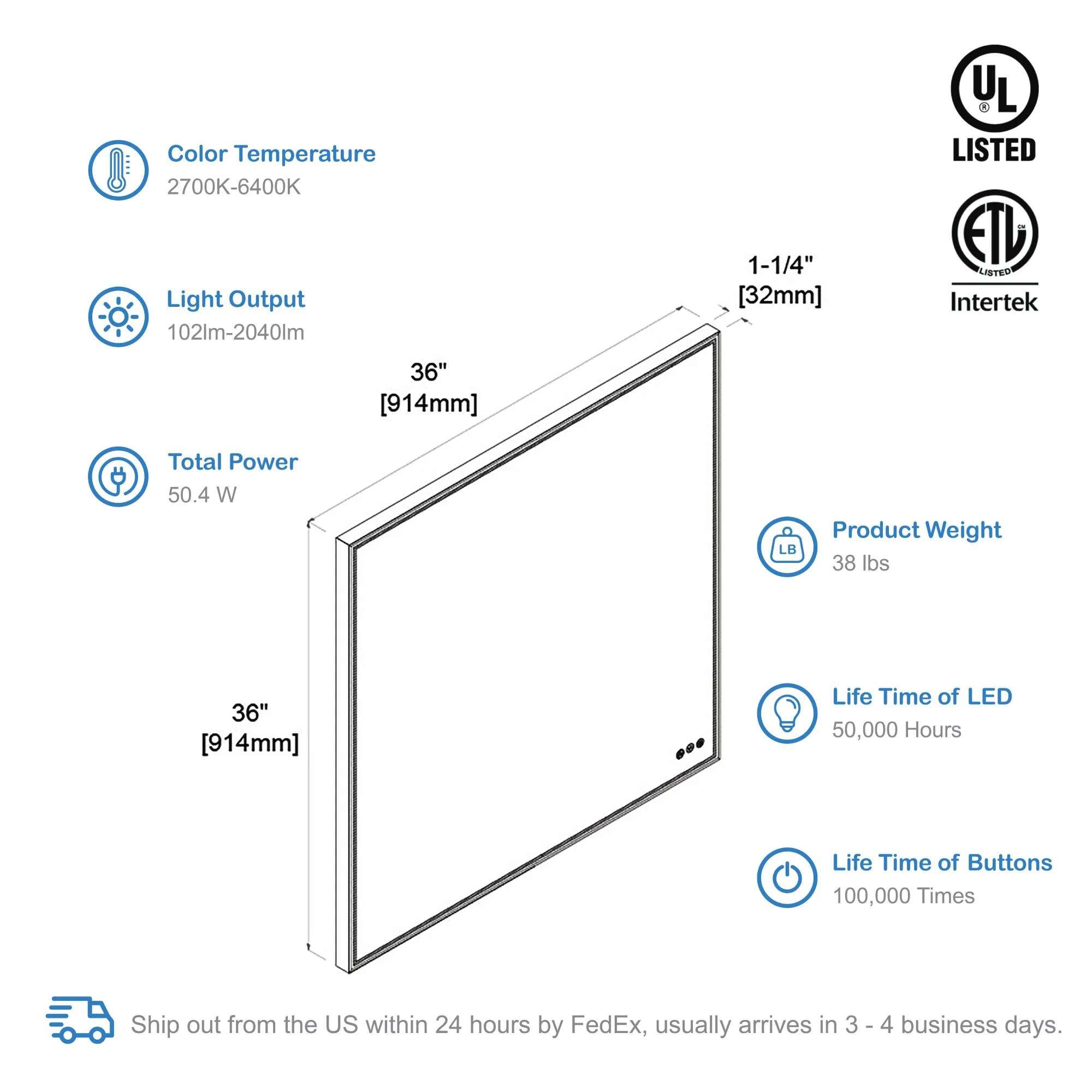 Blossom Stellar 36 Inch LED Mirror - Image 17