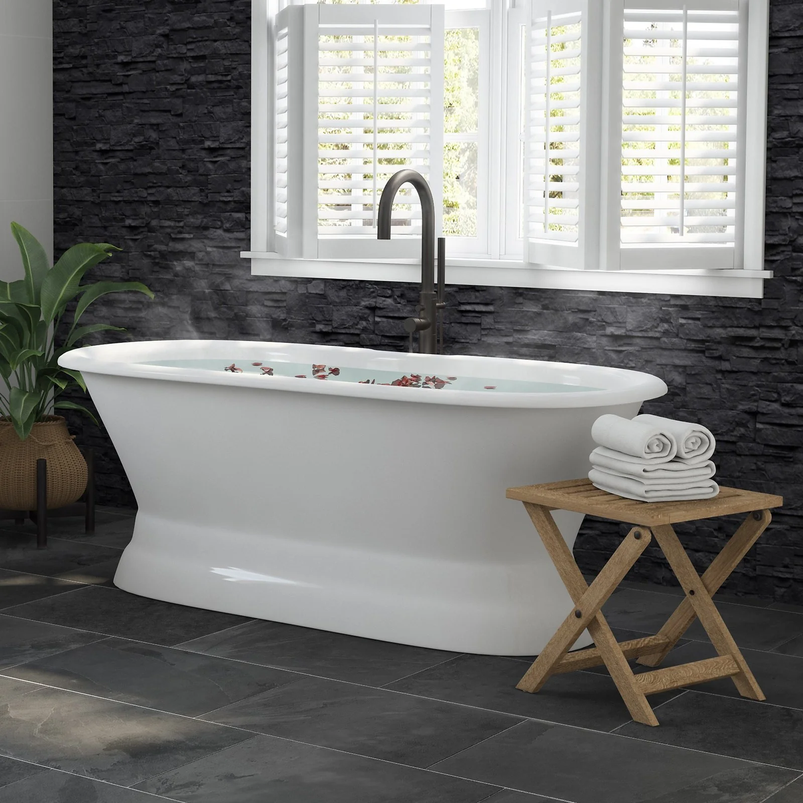 Cambridge Plumbing 66 Inch Cast Iron Dual Ended Pedestal Bathtub
