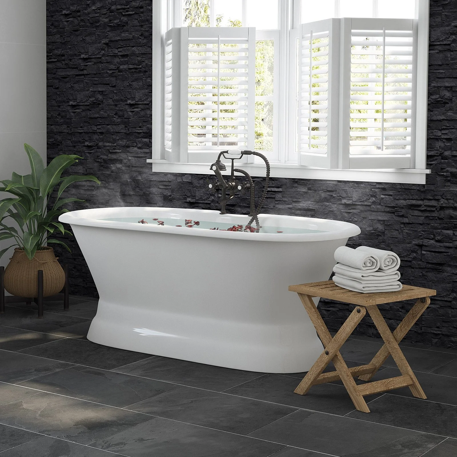 Cambridge Plumbing Cast Iron Double Ended Pedestal Tub 60" X 30"