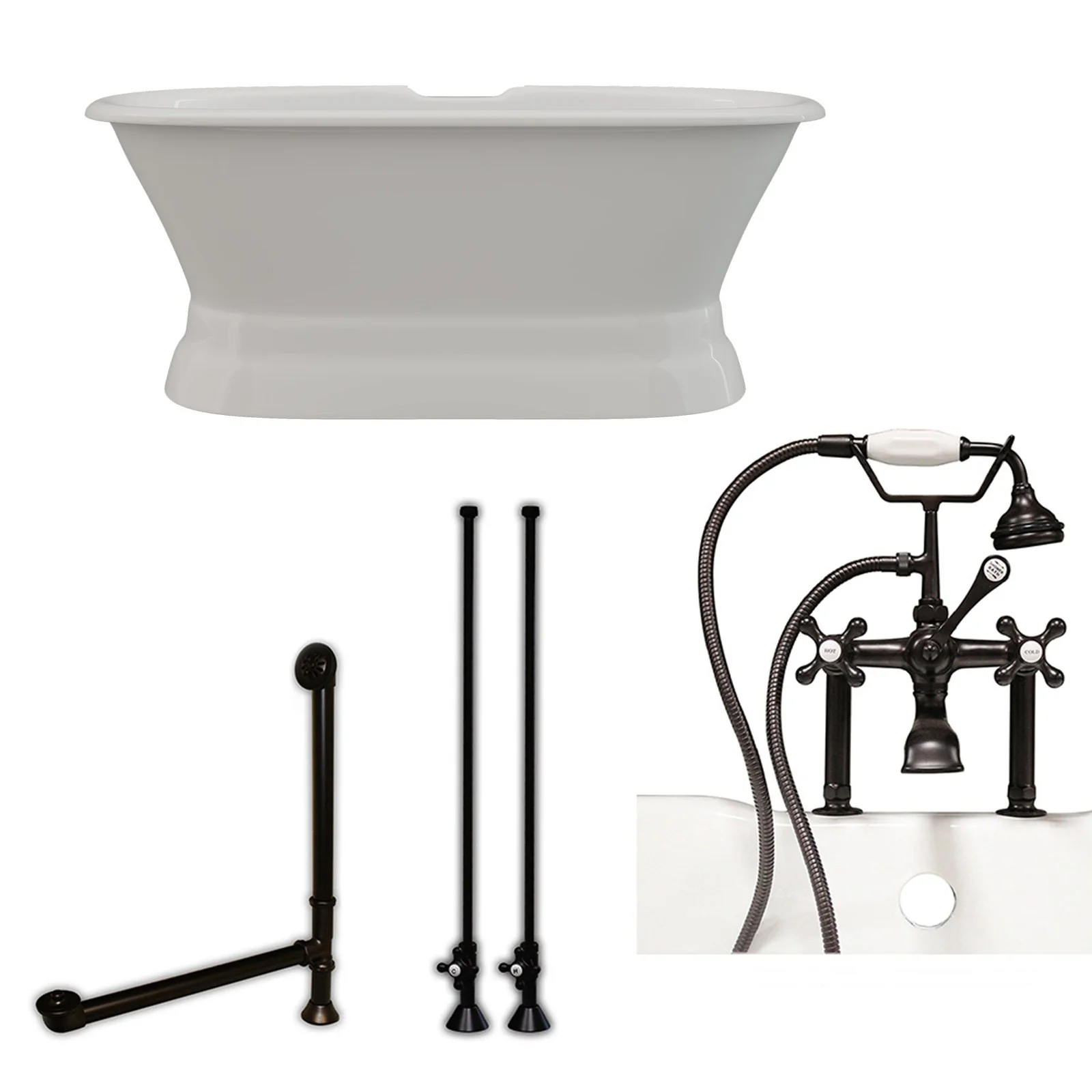 Cambridge Plumbing Cast Iron Double Ended Pedestal Tub 60" X 30" - Image 2