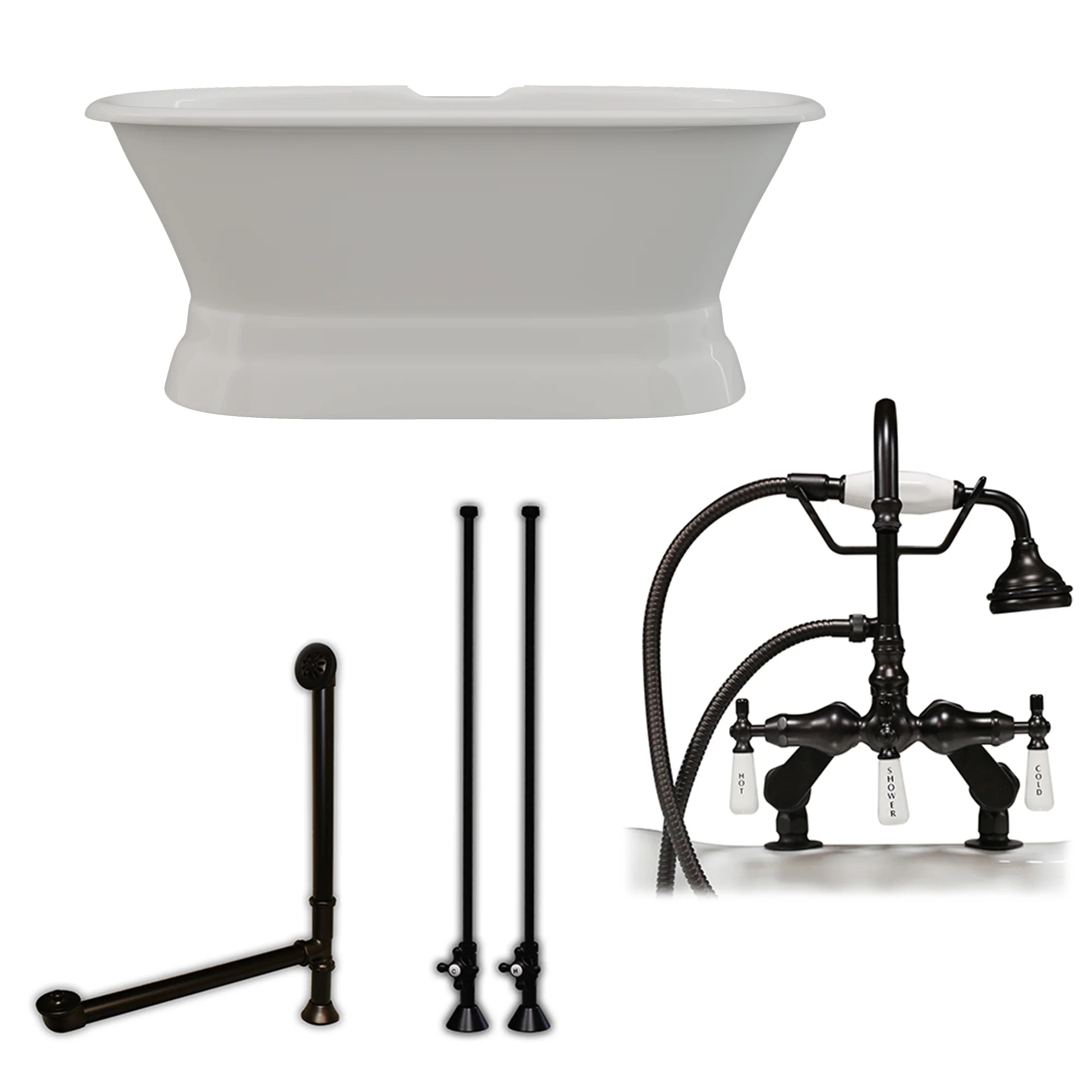 Cambridge Plumbing Cast Iron Double Ended Pedestal Tub 60" X 30" - Image 2