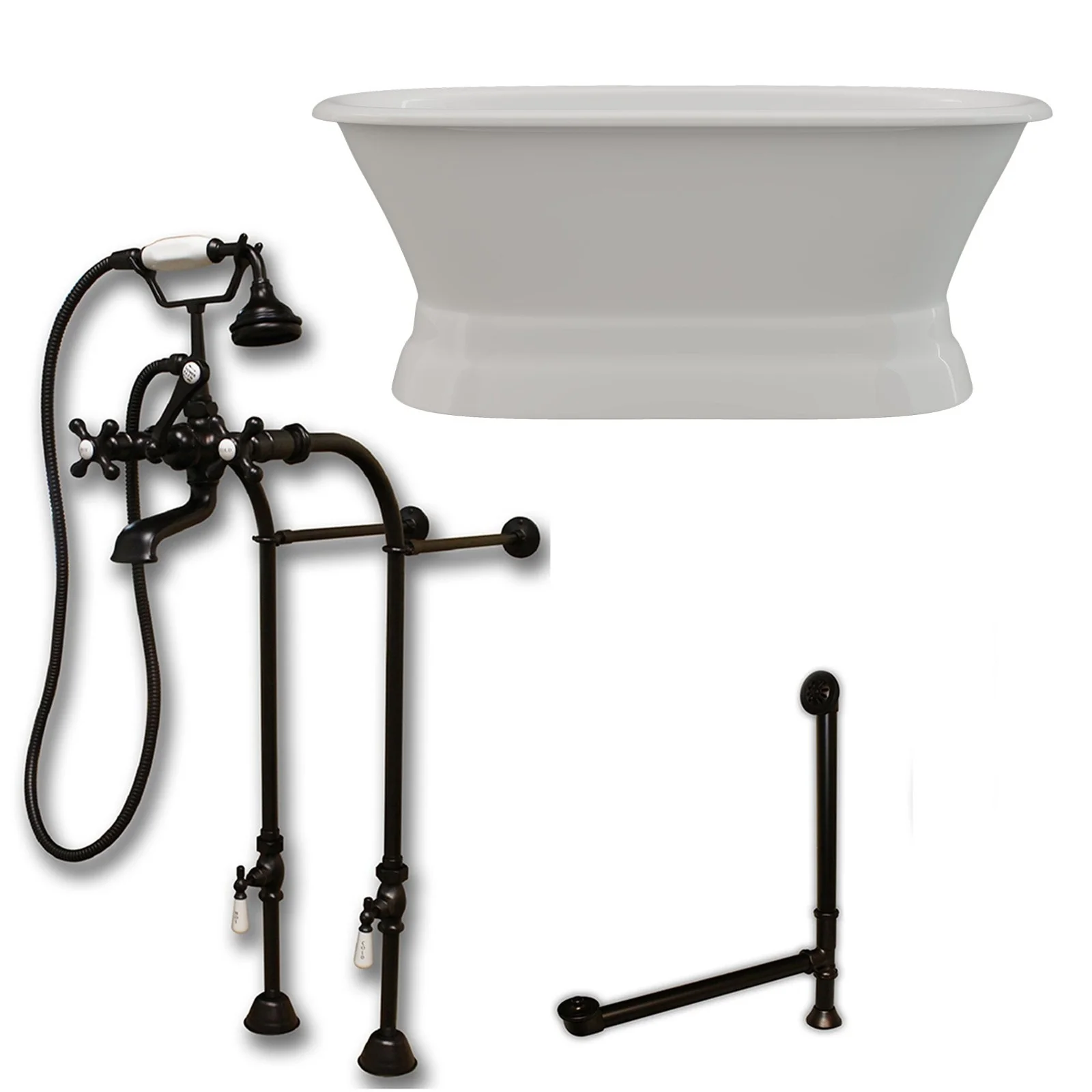 Cambridge Plumbing Cast Iron Double Ended Pedestal Tub 60" X 30"
