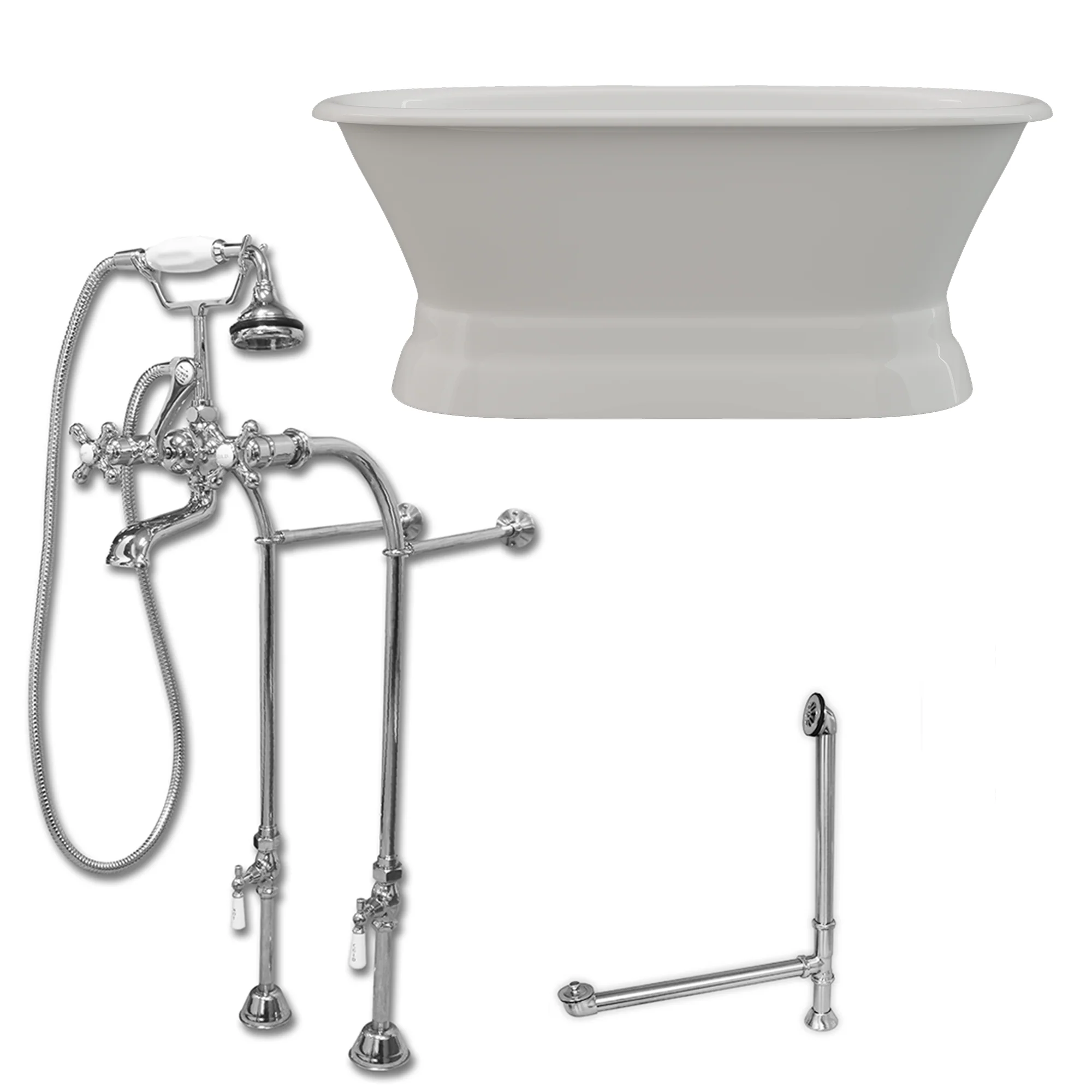 Cambridge Plumbing Cast Iron Double Ended Pedestal Tub 60" X 30"