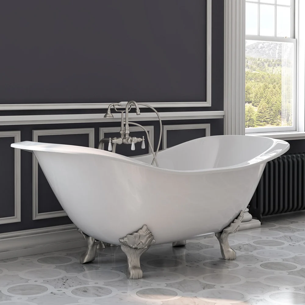 Cambridge Plumbing Cast Iron Double Ended Slipper Tub 71" X 30"