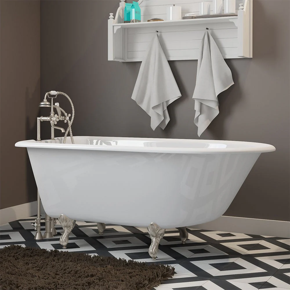 Cambridge Plumbing Cast-Iron Rolled Rim Clawfoot Tub 55" X 30"