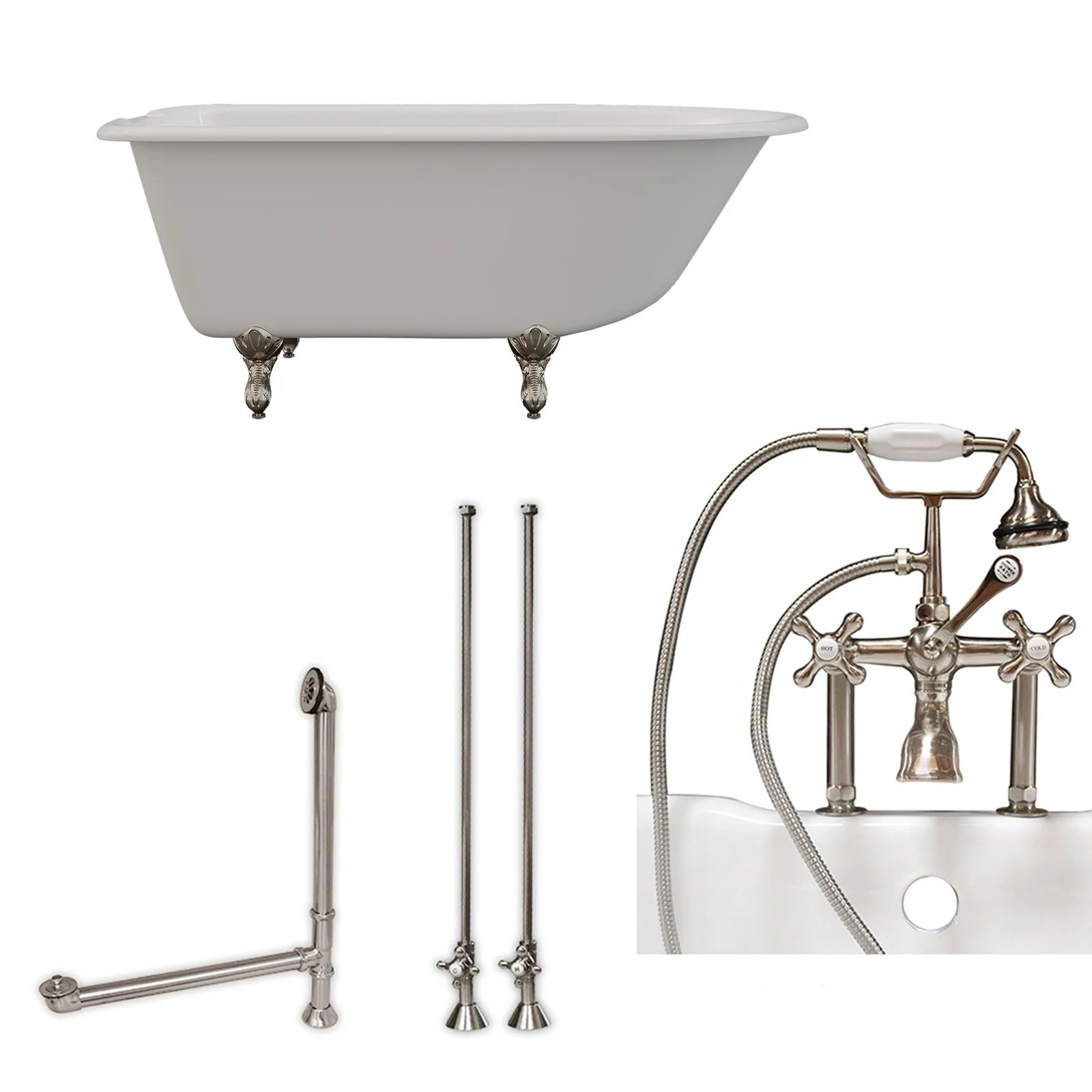 Cambridge Plumbing Cast-Iron Rolled Rim Clawfoot Tub 55" X 30" - Image 2