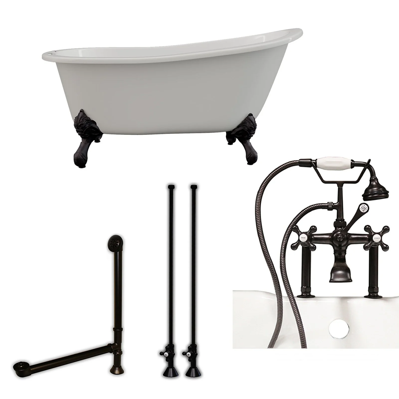 Cambridge Plumbing Cast Iron Slipper Clawfoot Tub 61" X 30"