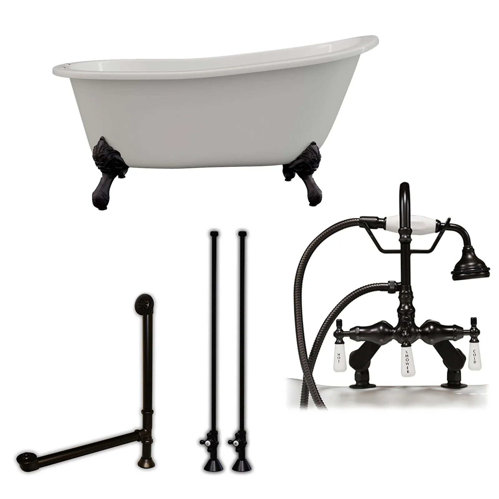 Cambridge Plumbing Cast Iron Slipper Clawfoot Tub 61" X 30"