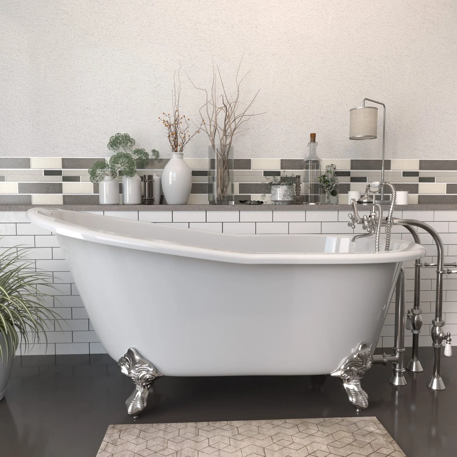 Cambridge Plumbing Cast Iron Slipper Clawfoot Tub 61" X 30"
