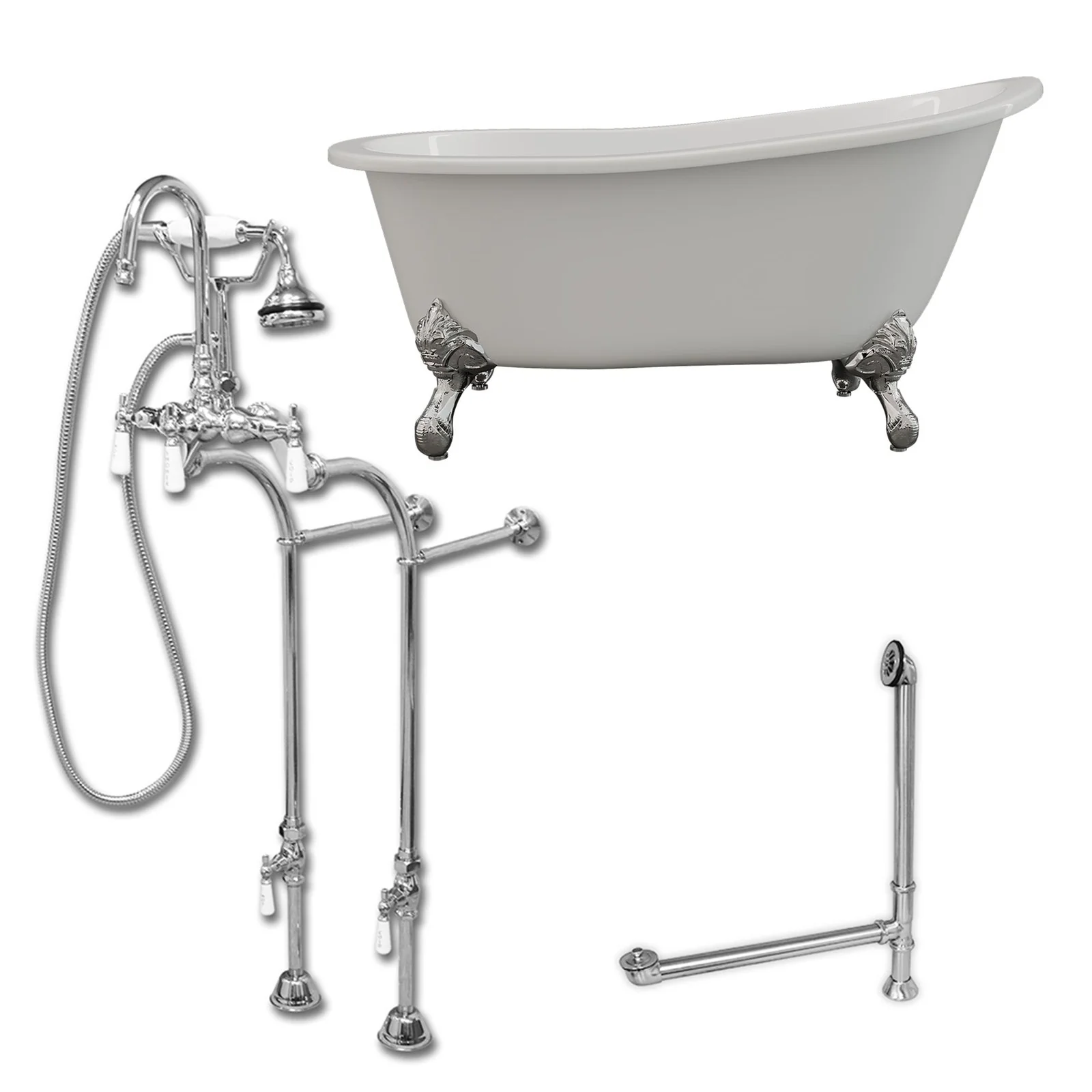 Cambridge Plumbing Cast Iron Slipper Clawfoot Tub 61" X 30"