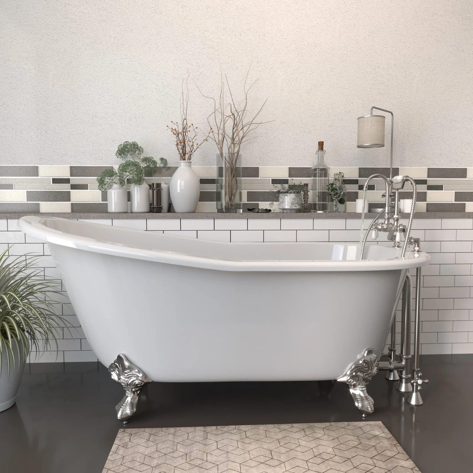 Cambridge Plumbing Cast Iron Slipper Clawfoot Tub 67" X 30"