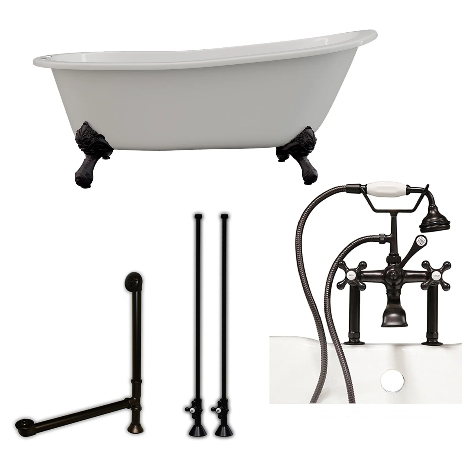 Cambridge Plumbing Cast Iron Slipper Clawfoot Tub 67" X 30"