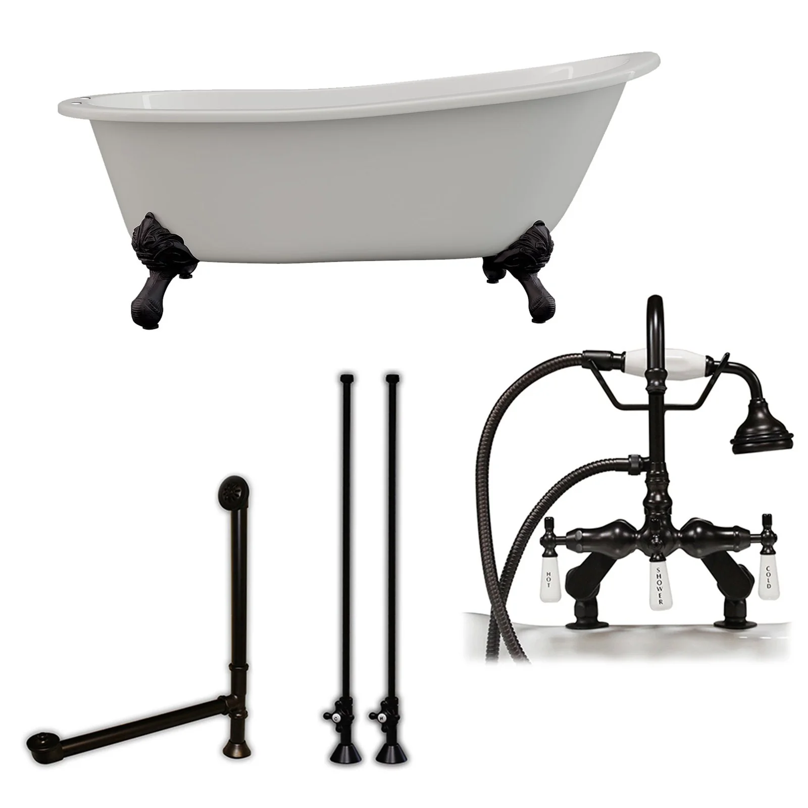Cambridge Plumbing Cast Iron Slipper Clawfoot Tub 67" X 30"
