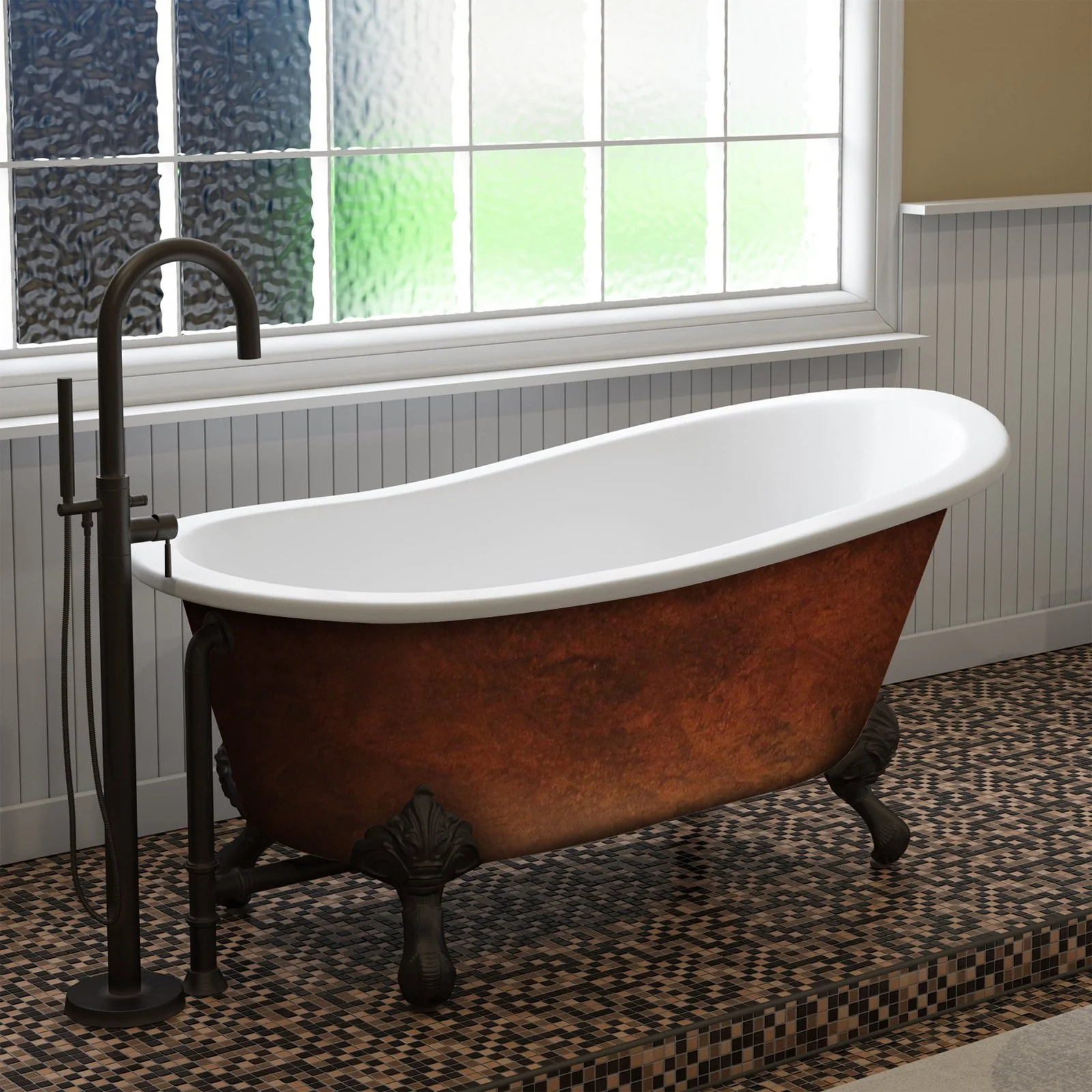 Cambridge Plumbing Cast Iron Clawfoot Bathtub 61" X 30" Faux Copper Bronze Finish on Exterior - Image 2