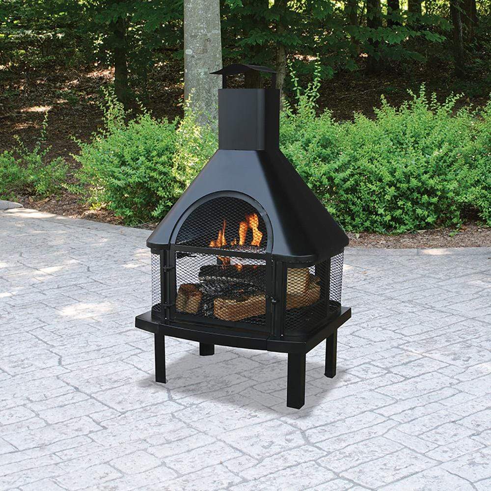 Endless Summer Black Wood Burning Outdoor Firehouse with Chimney WAF1013C - Image 2
